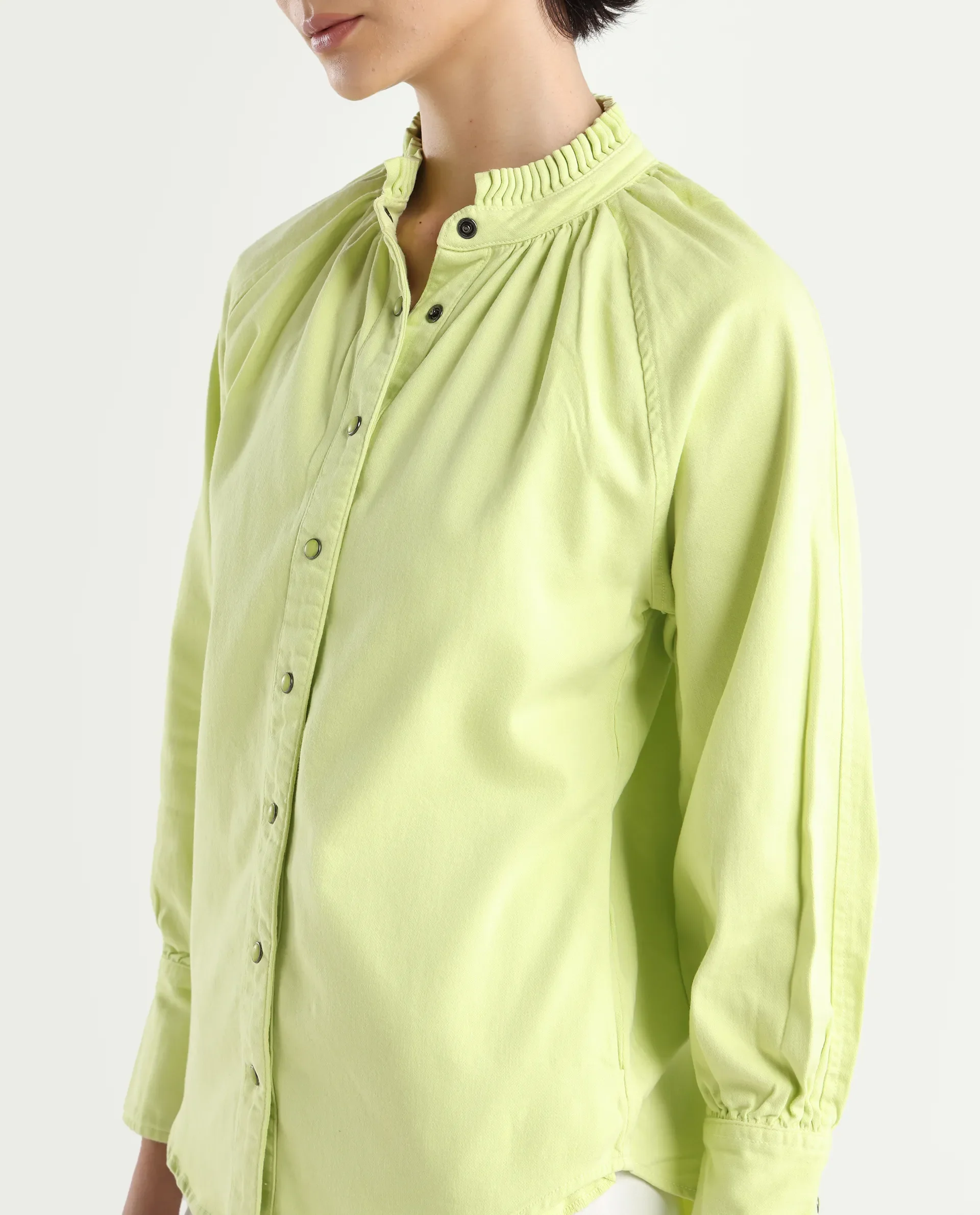 Rareism Women's Bellona Green Cotton Sweetheart Neck Plain Regular Fit Jacket - Image 7