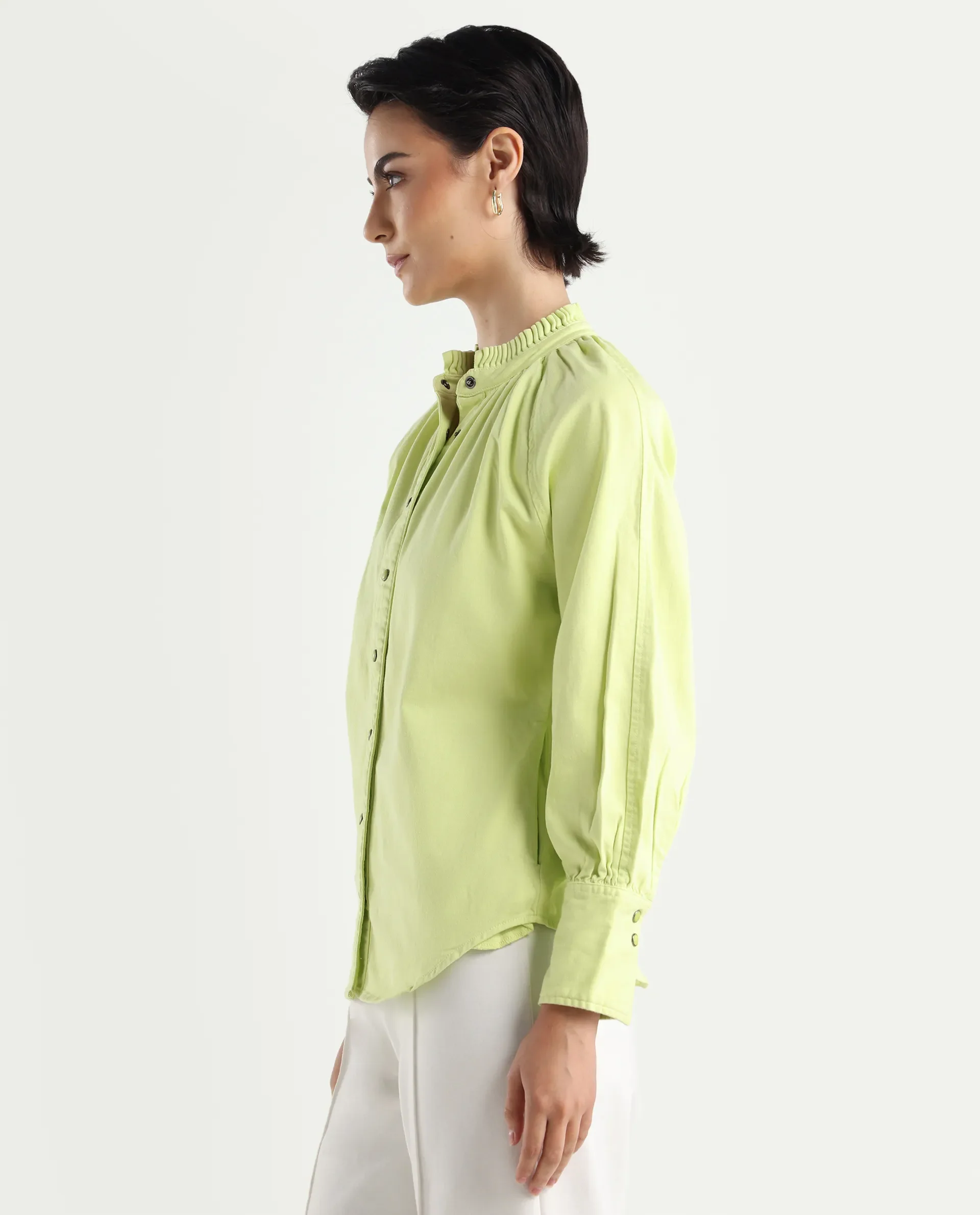 Rareism Women's Bellona Green Cotton Sweetheart Neck Plain Regular Fit Jacket - Image 8