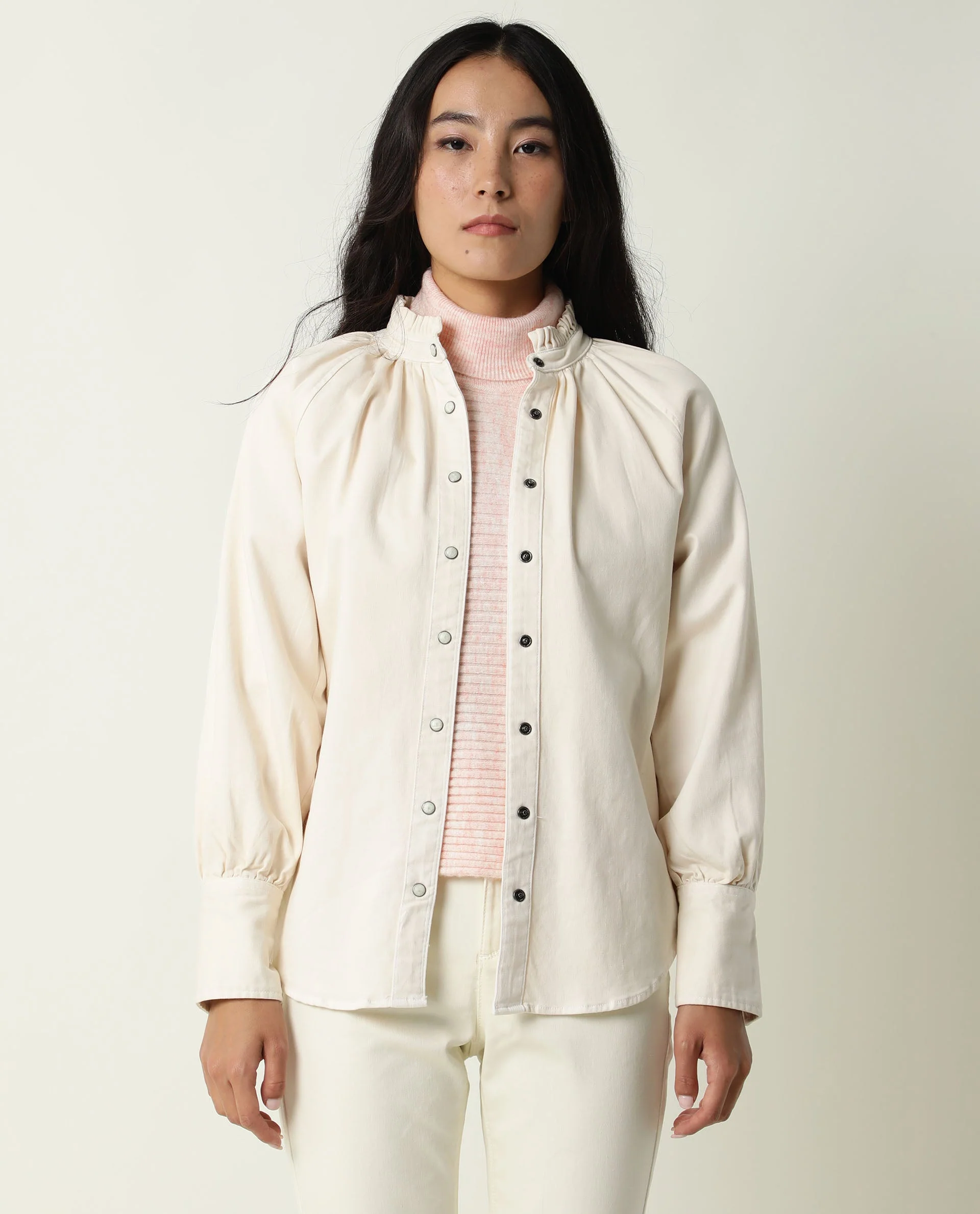 Rareism Women's Bellona Offwhite Cotton Sweetheart Neck Plain Regular Fit Jacket - Image 7