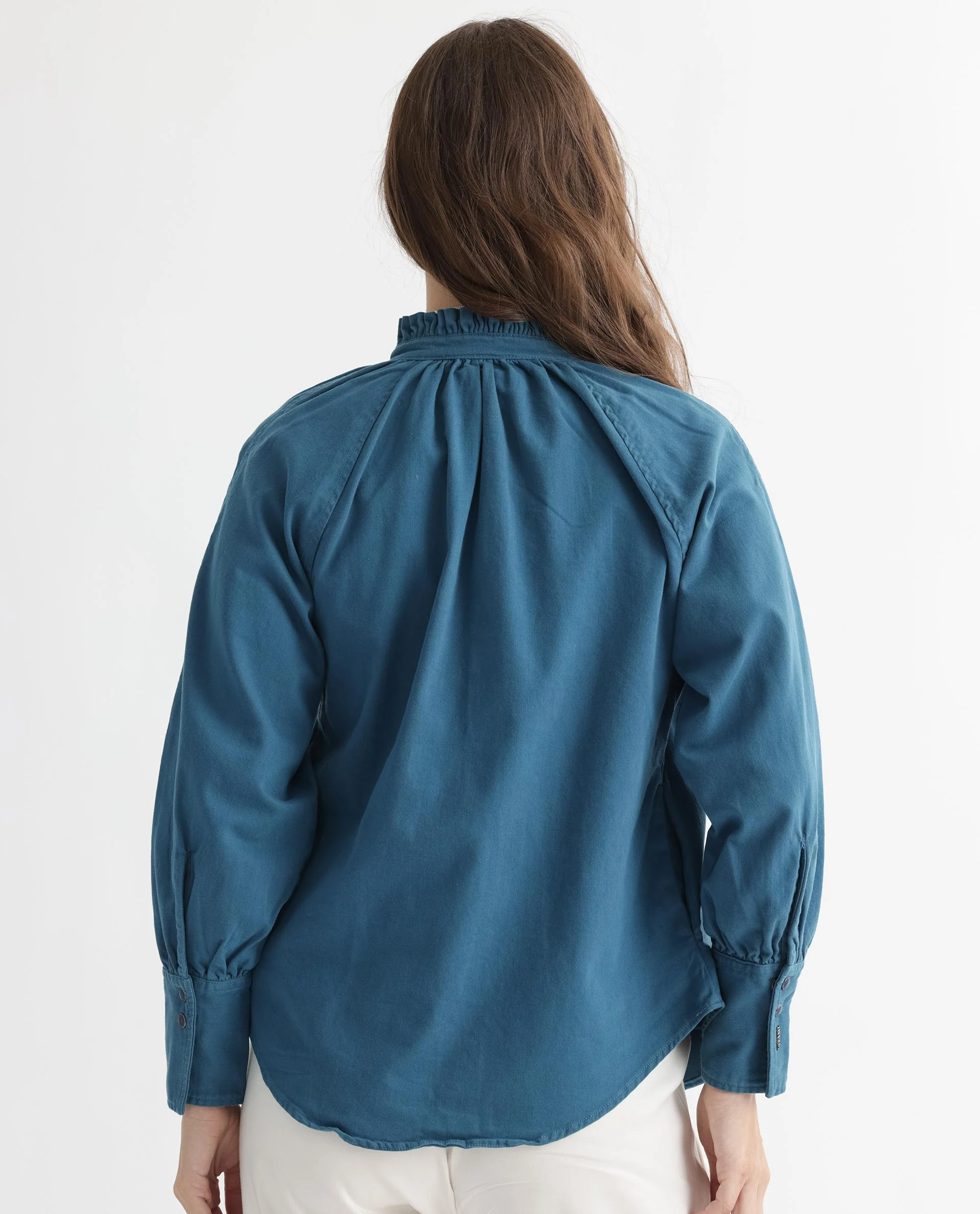 Rareism Women's Bellona Petrol Cotton Sweetheart Neck Plain Regular Fit Jacket - Image 6