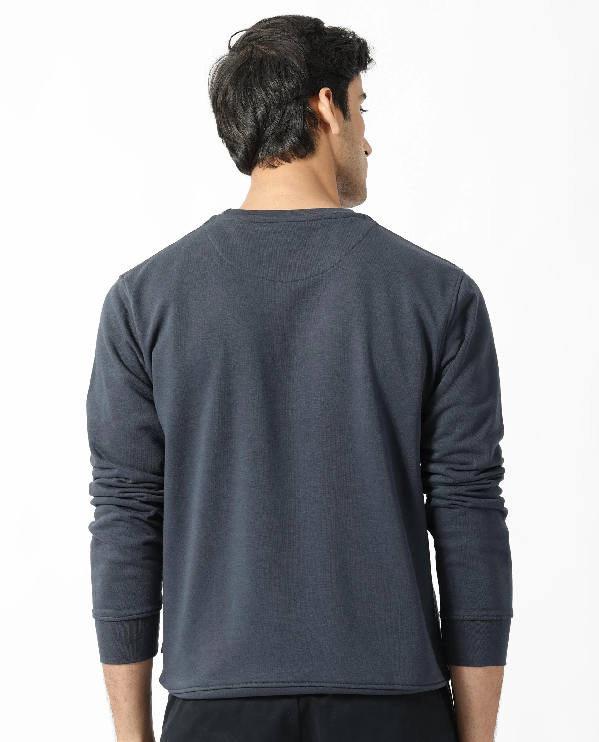 Rare Rabbit Men's Belmontt Grey Cotton Graphic Print Regular Fit Full Sleeve Crew Neck Sweatshirt - Image 9