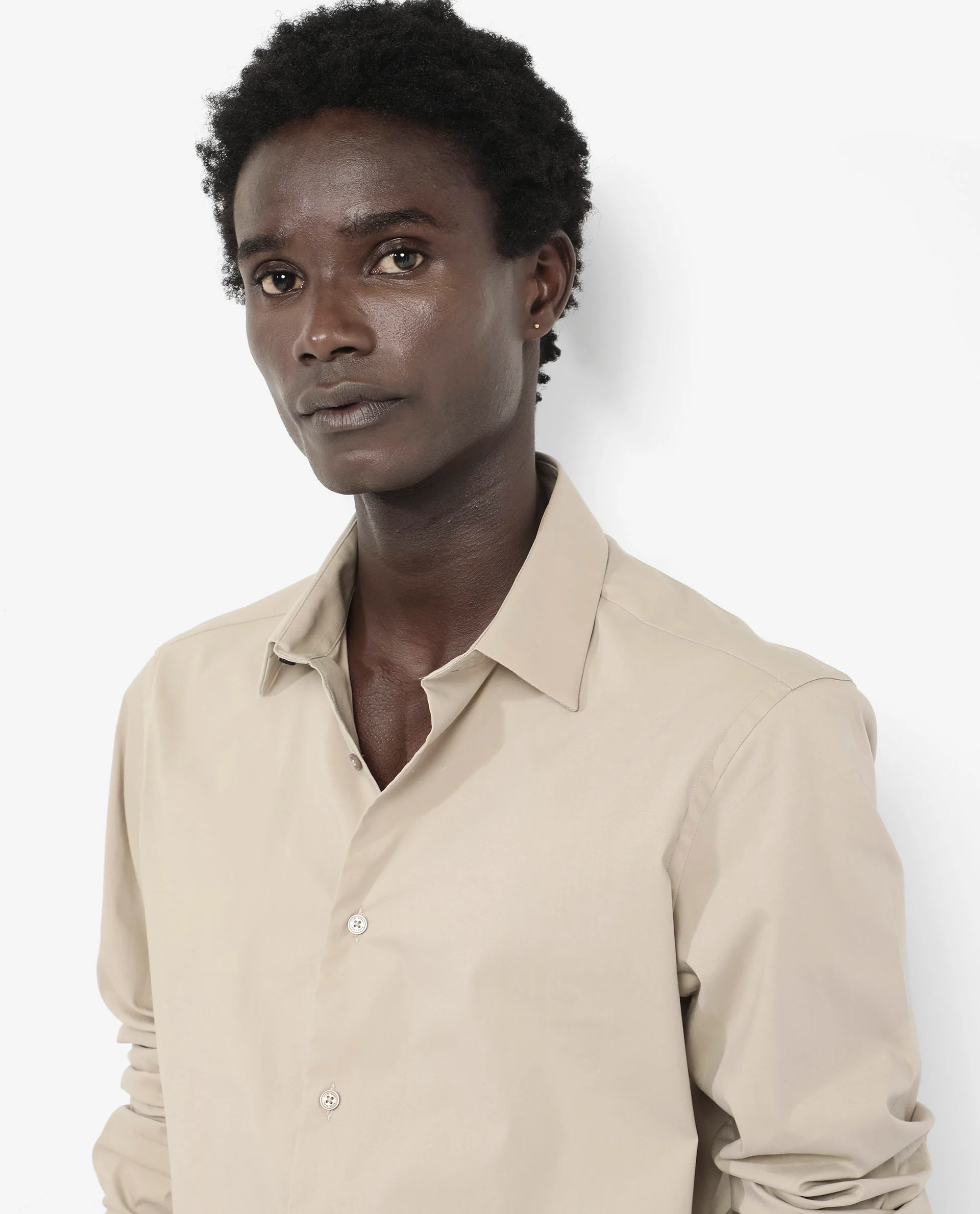 Rare Rabbit Men's Benedict Beige Cotton Plain Regular Fit Full Sleeve Collared Shirt - Image 4