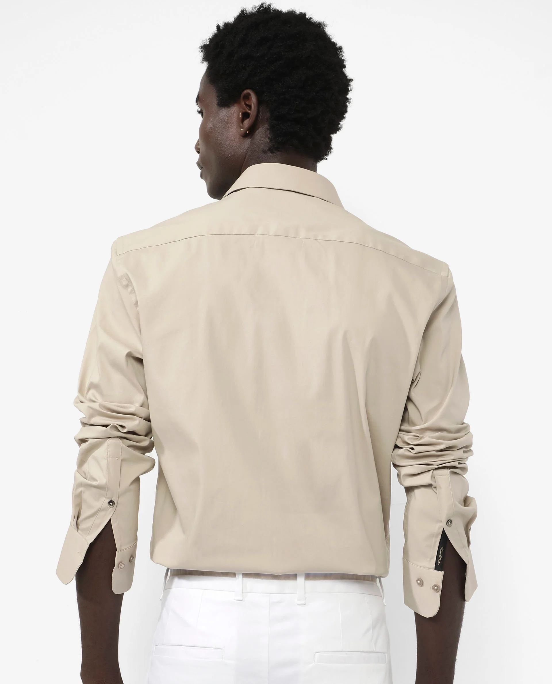 Rare Rabbit Men's Benedict Beige Cotton Plain Regular Fit Full Sleeve Collared Shirt - Image 8