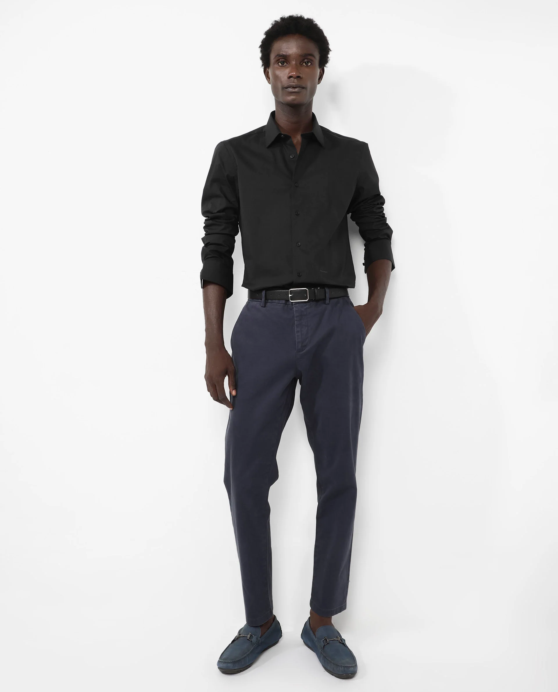 Rare Rabbit Men's Benedict Black Cotton Plain Regular Fit Full Sleeve Collared Shirt - Image 2
