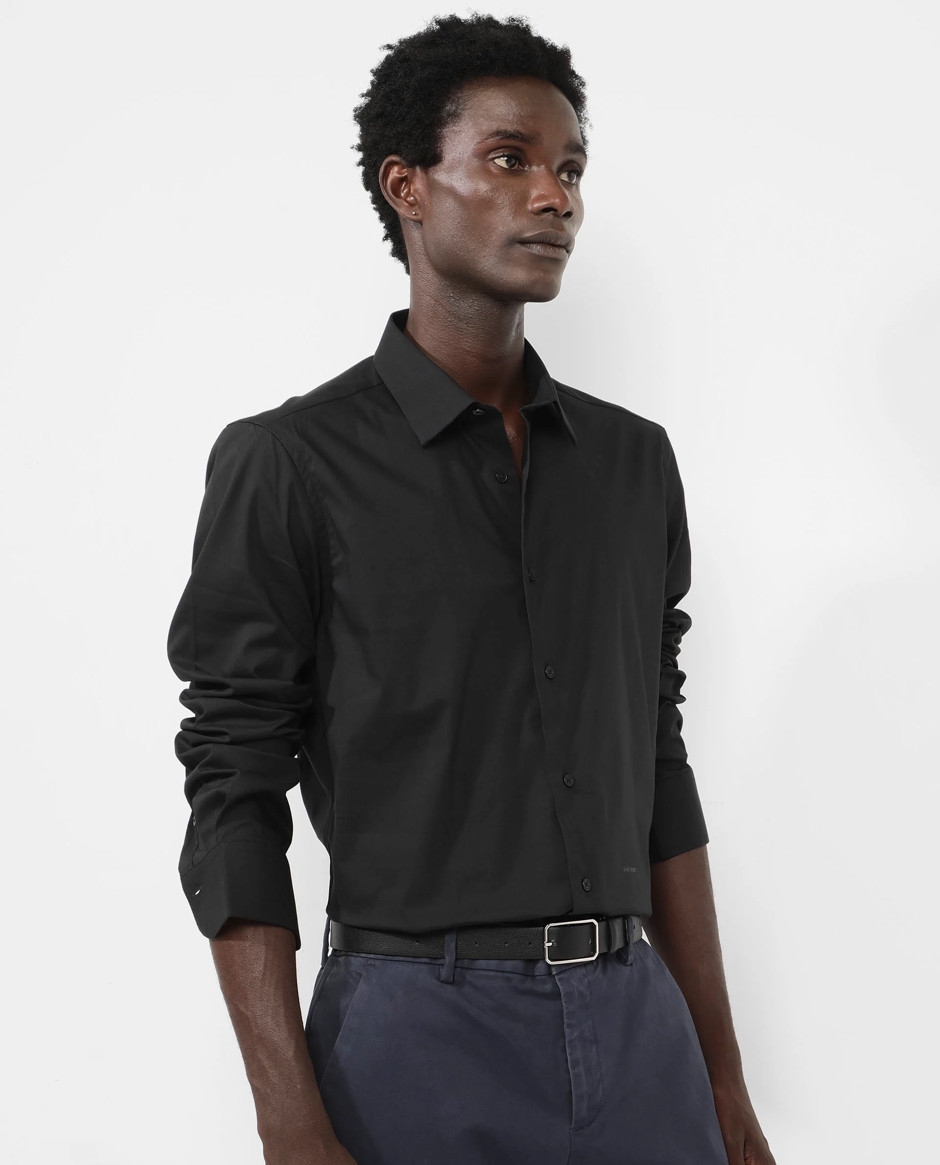 Rare Rabbit Men's Benedict Black Cotton Plain Regular Fit Full Sleeve Collared Shirt - Image 6