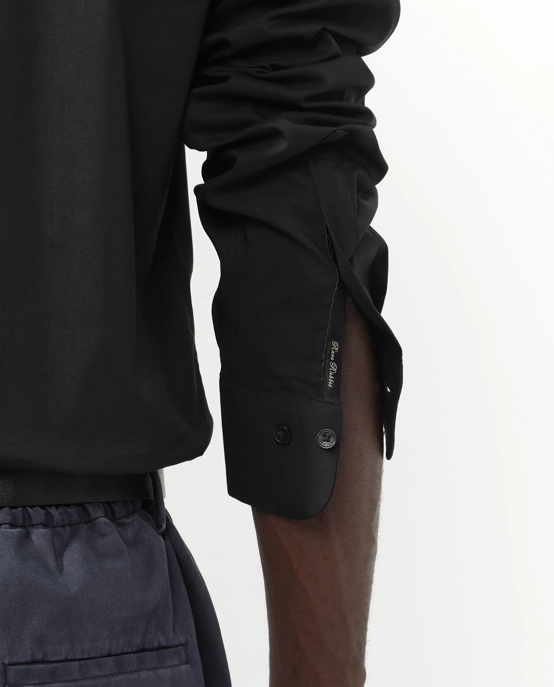 Rare Rabbit Men's Benedict Black Cotton Plain Regular Fit Full Sleeve Collared Shirt - Image 9