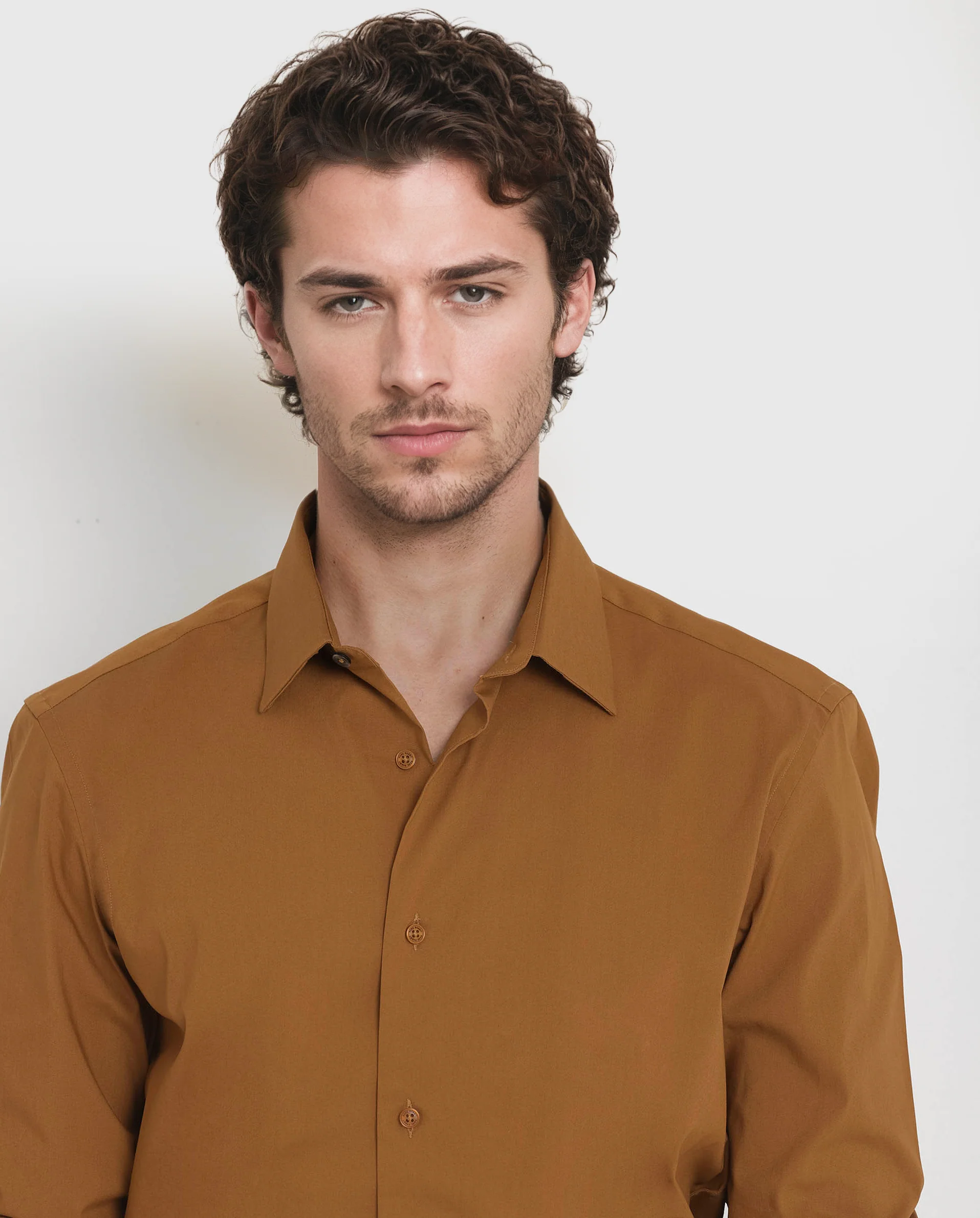 Rare Rabbit Men's Bendict Mustard Cotton Plain Regular Fit Full Sleeve Collared Shirt - Image 4
