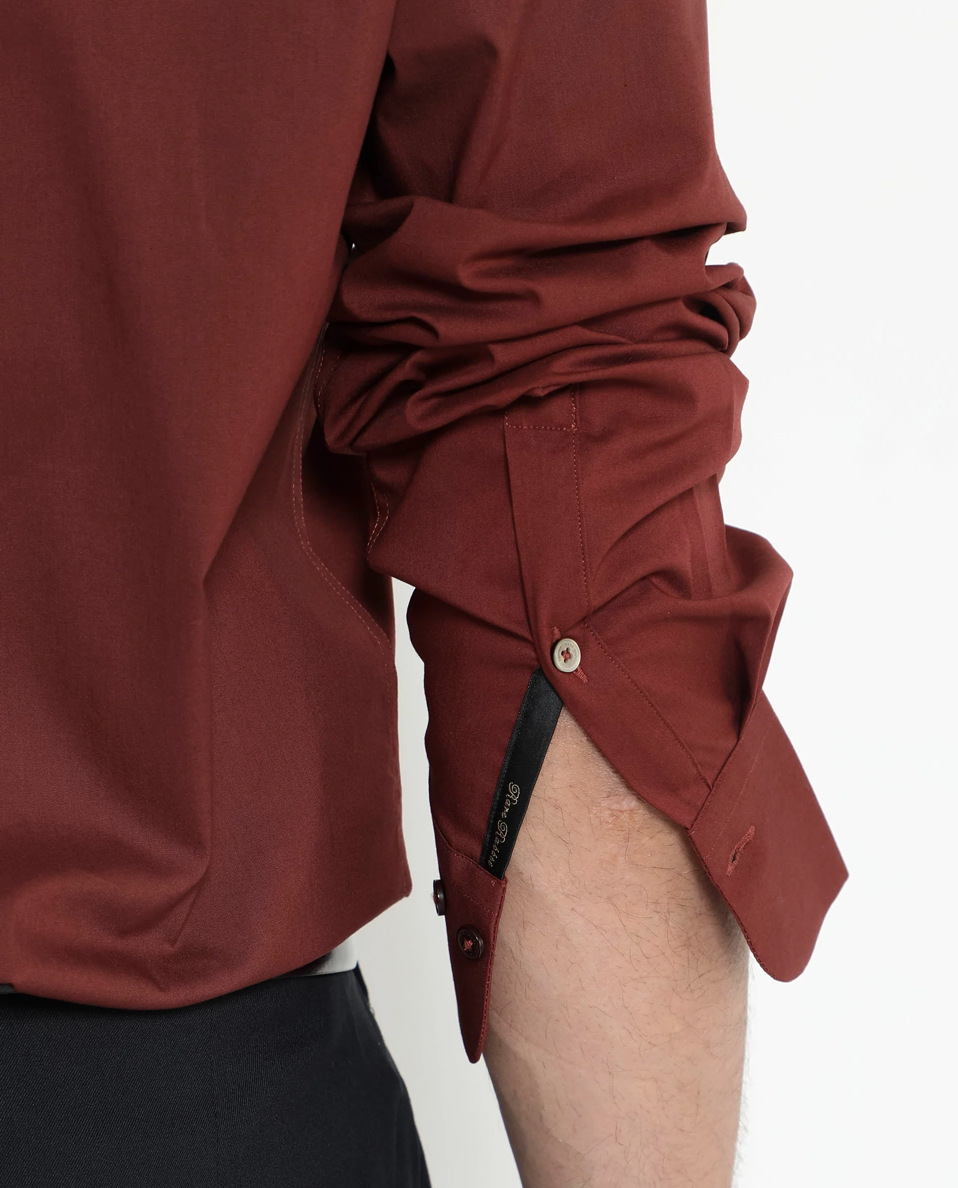 Rare Rabbit Men's Bendict Rust Cotton Plain Regular Fit Full Sleeve Collared Shirt - Image 4