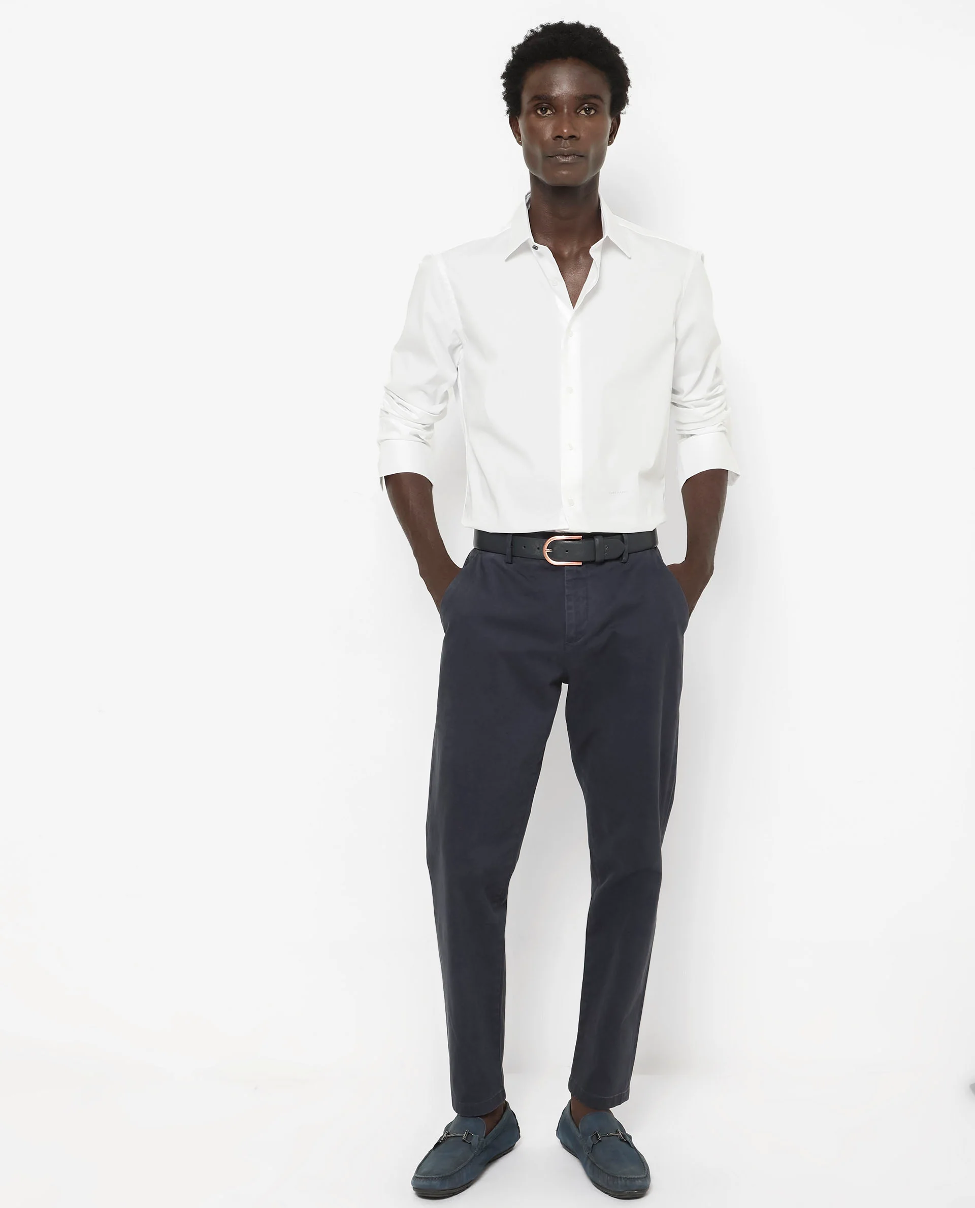Rare Rabbit Men's Benedict White Cotton Plain Regular Fit Full Sleeve Collared Shirt - Image 2