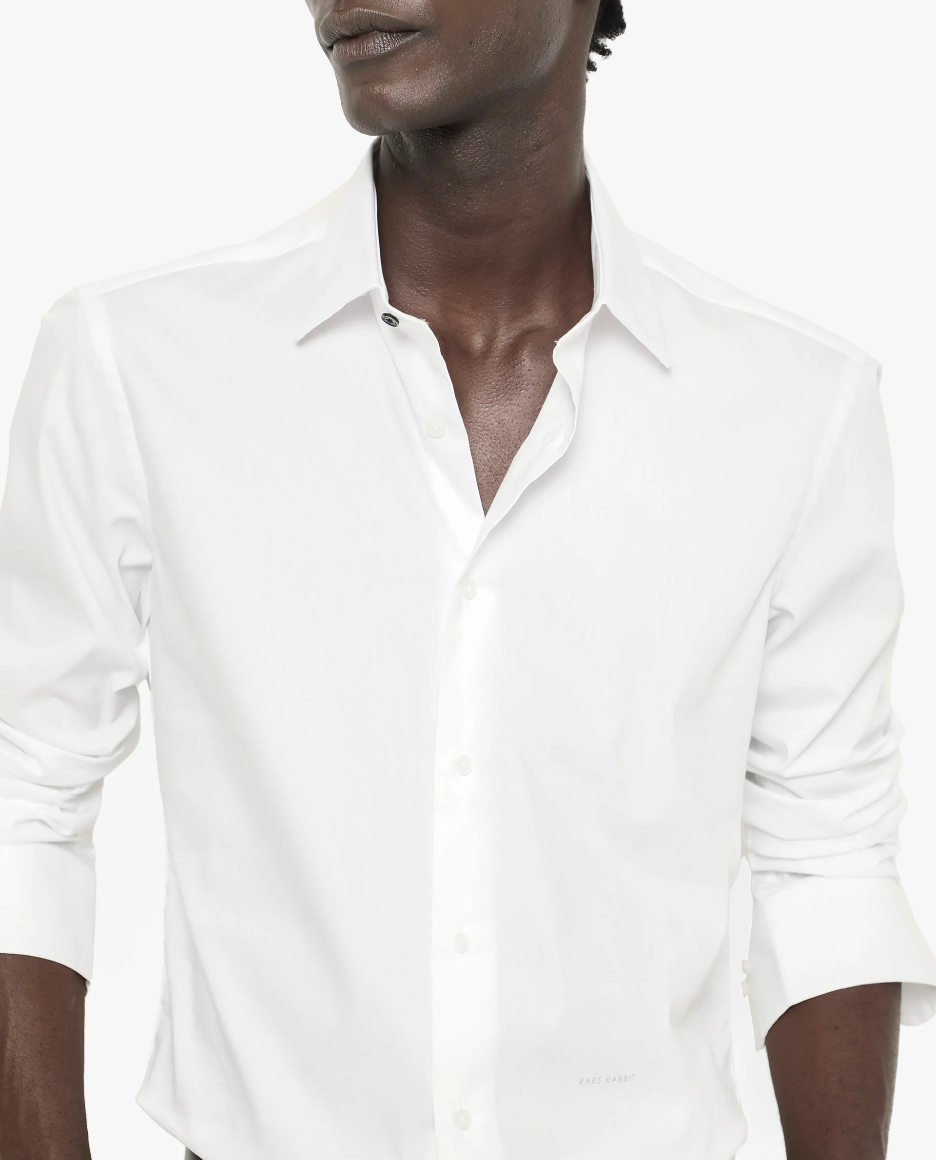 Rare Rabbit Men's Benedict White Cotton Plain Regular Fit Full Sleeve Collared Shirt - Image 3
