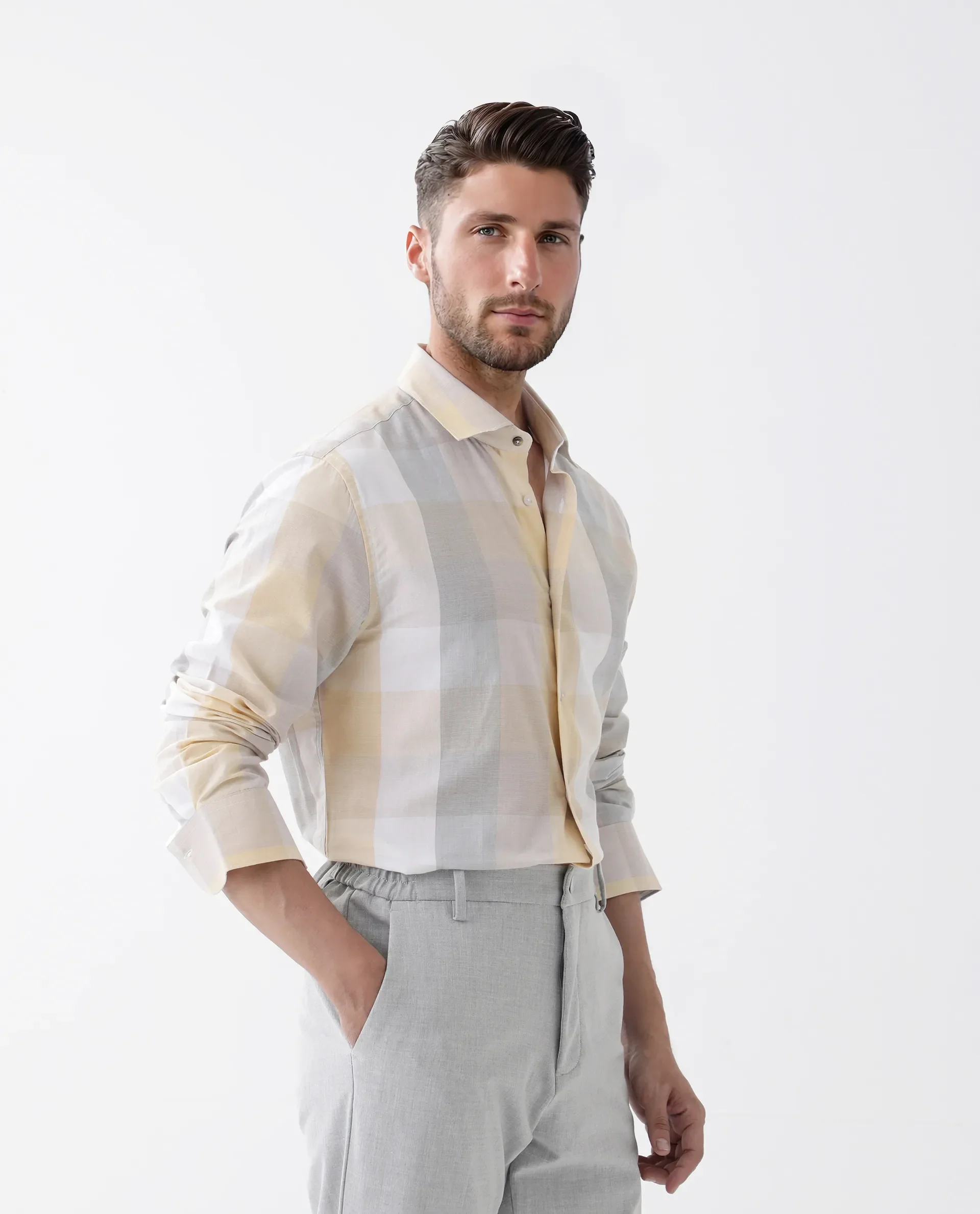 Rare Rabbit Men's Bene Multi Cotton Checked Print Regular Fit Full Sleeve Collared Shirt - Image 5
