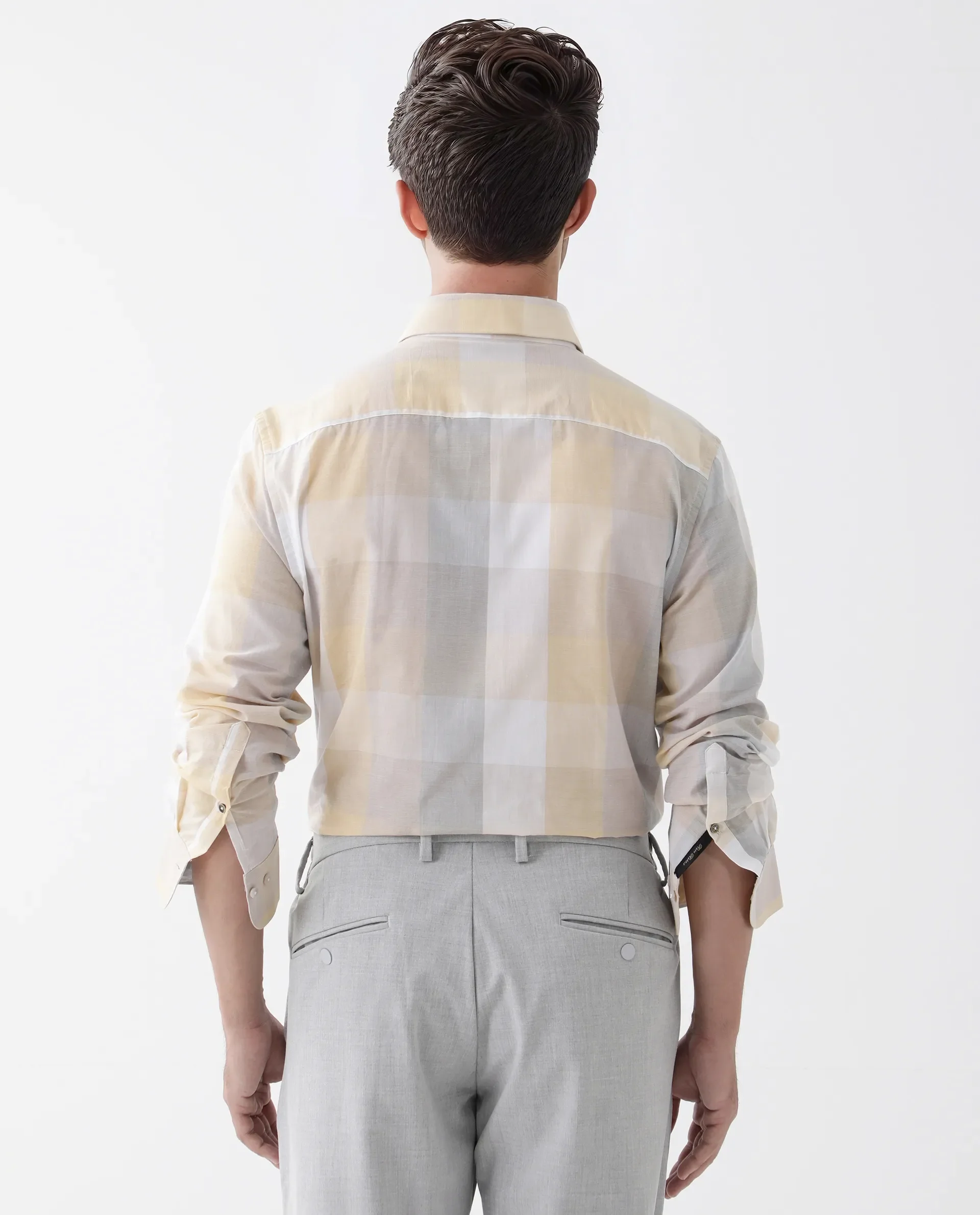 Rare Rabbit Men's Bene Multi Cotton Checked Print Regular Fit Full Sleeve Collared Shirt - Image 8