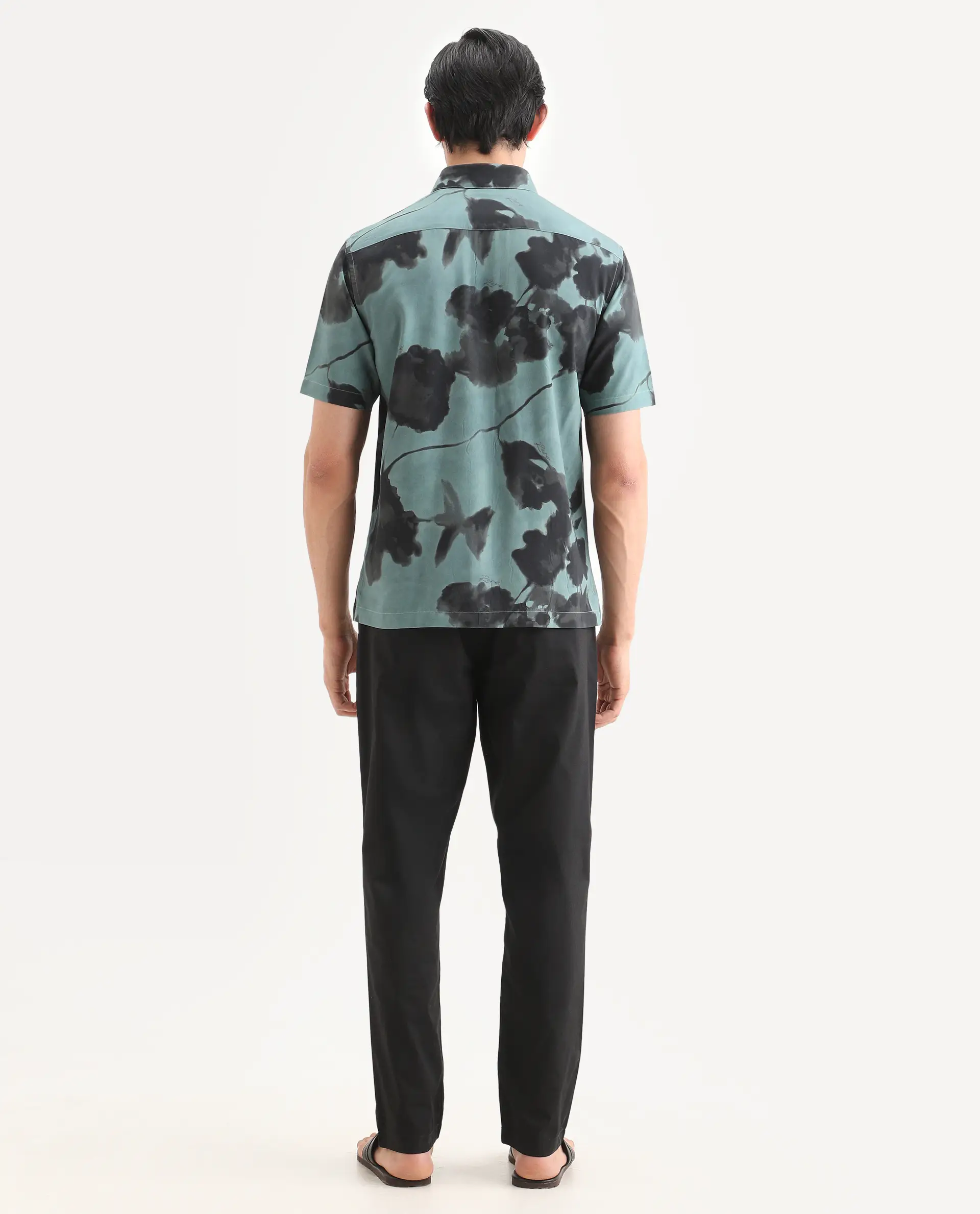 Rare Rabbit Men Bene Black Cotton Blend Fabric Button Closure Straight Fit Plain Trouser - Image 8