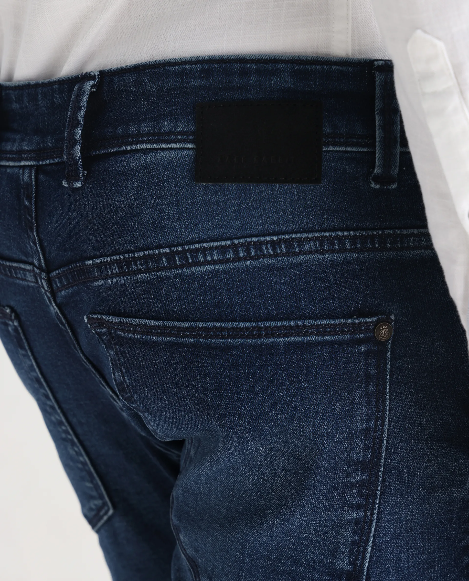 Rare Rabbit Men's Benn Blue Cotton Blend Plain Hawk Slim Fit Jeans - Image 8