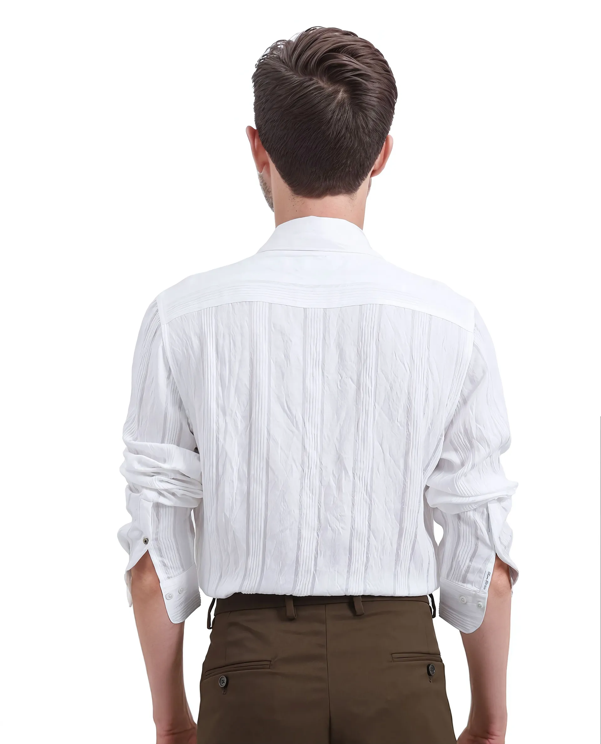 Rare Rabbit Men's Benon White Viscose Blend Striped Print Regular Fit Full Sleeve Collared Shirt - Image 8