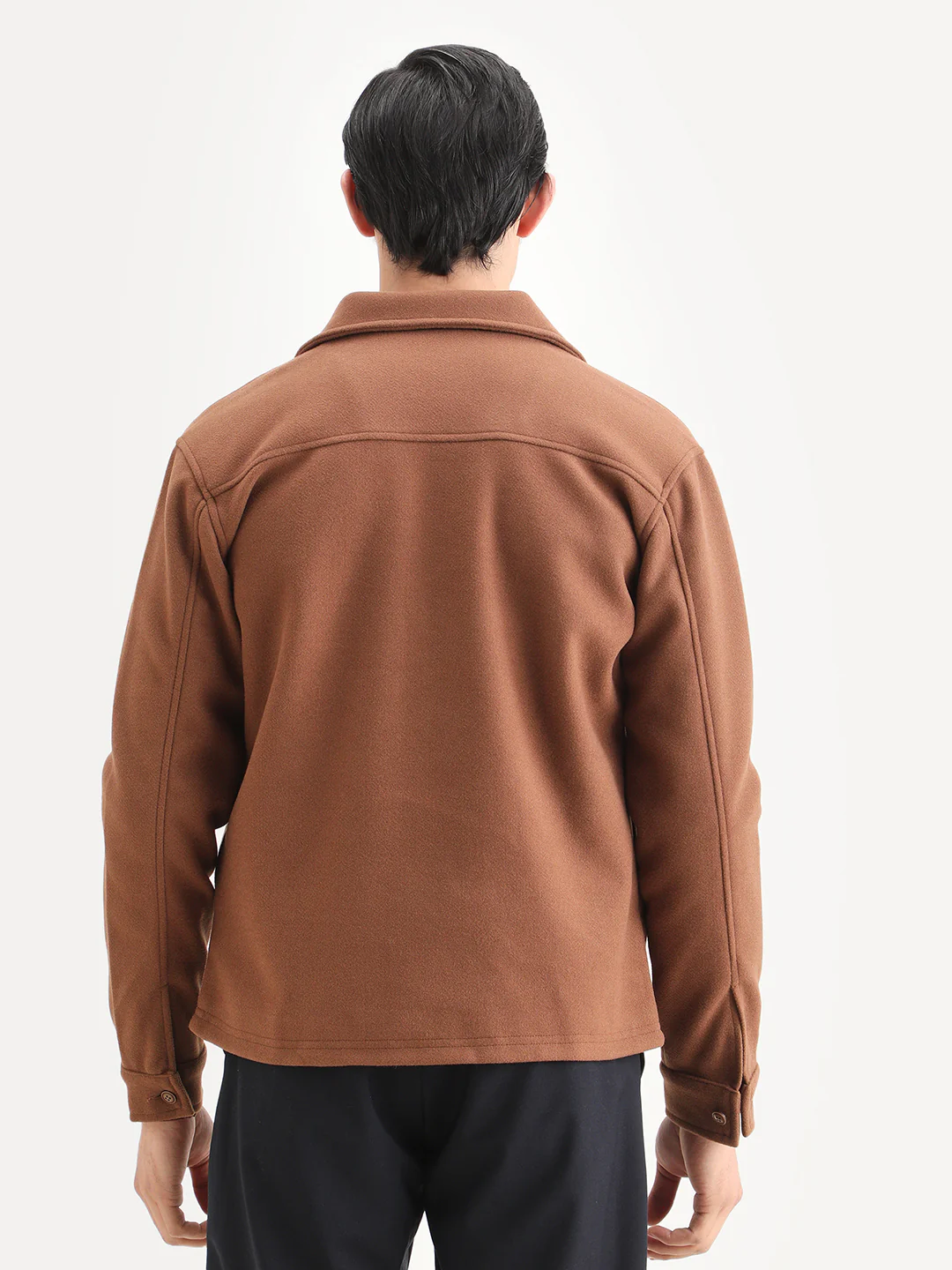 Rare Rabbit Men's Bensko Brown Polyester Fabric Spread Collar Regular Fit Plain Jacket - Image 10