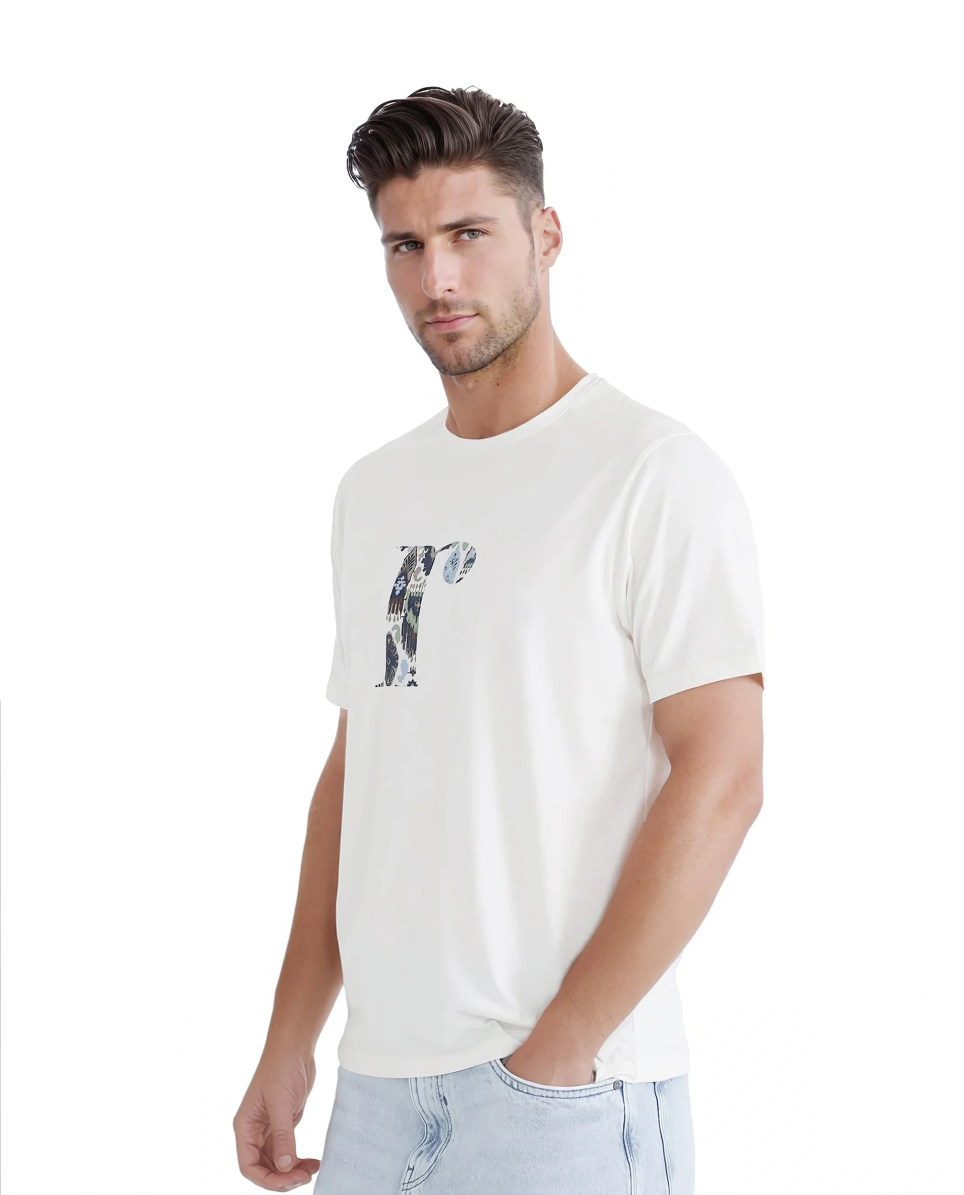 Rare Rabbit Men's Bent Off White Cotton Blend Graphic Print Regular Fit Half Sleeve Crew Neck T-Shirt - Image 4