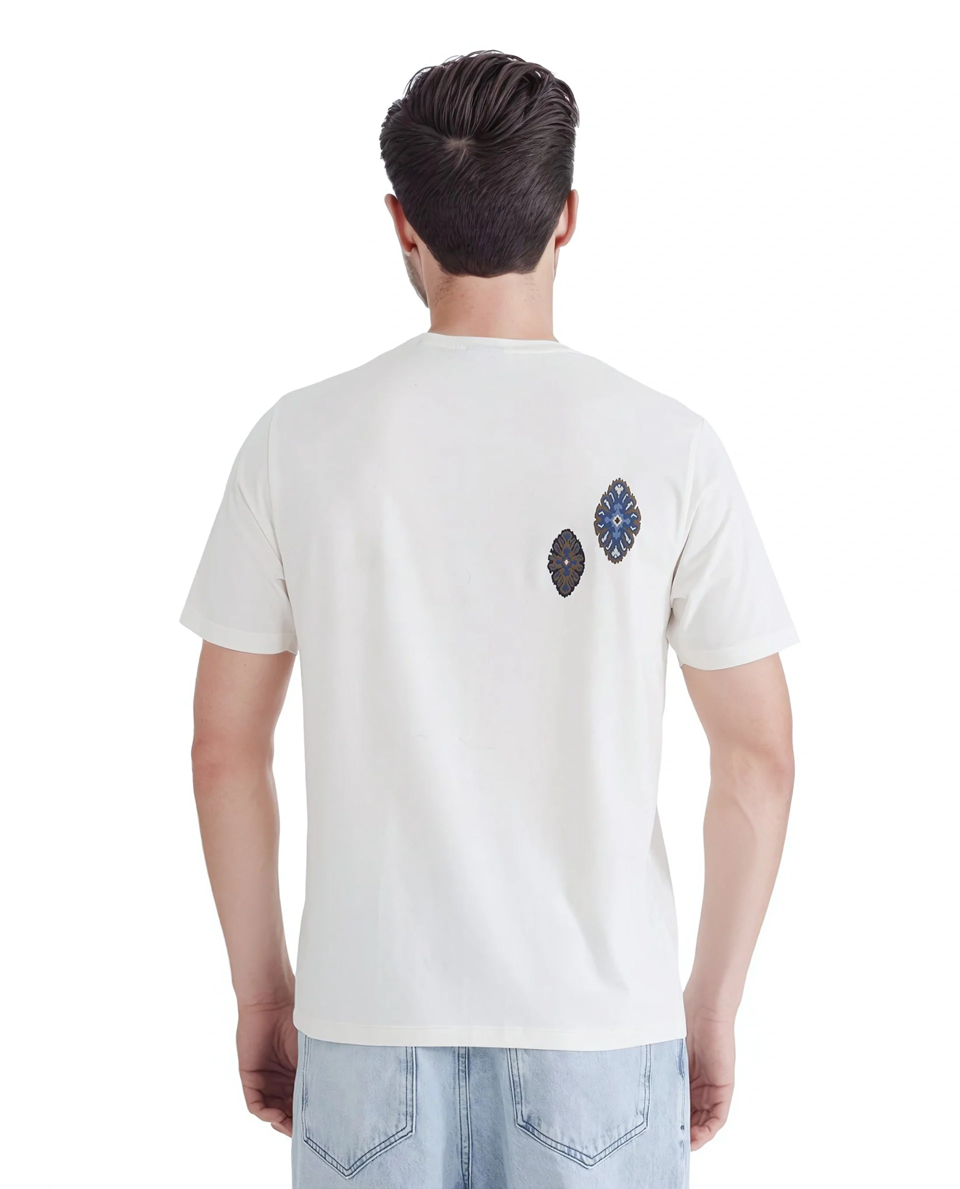 Rare Rabbit Men's Bent Off White Cotton Blend Graphic Print Regular Fit Half Sleeve Crew Neck T-Shirt - Image 6