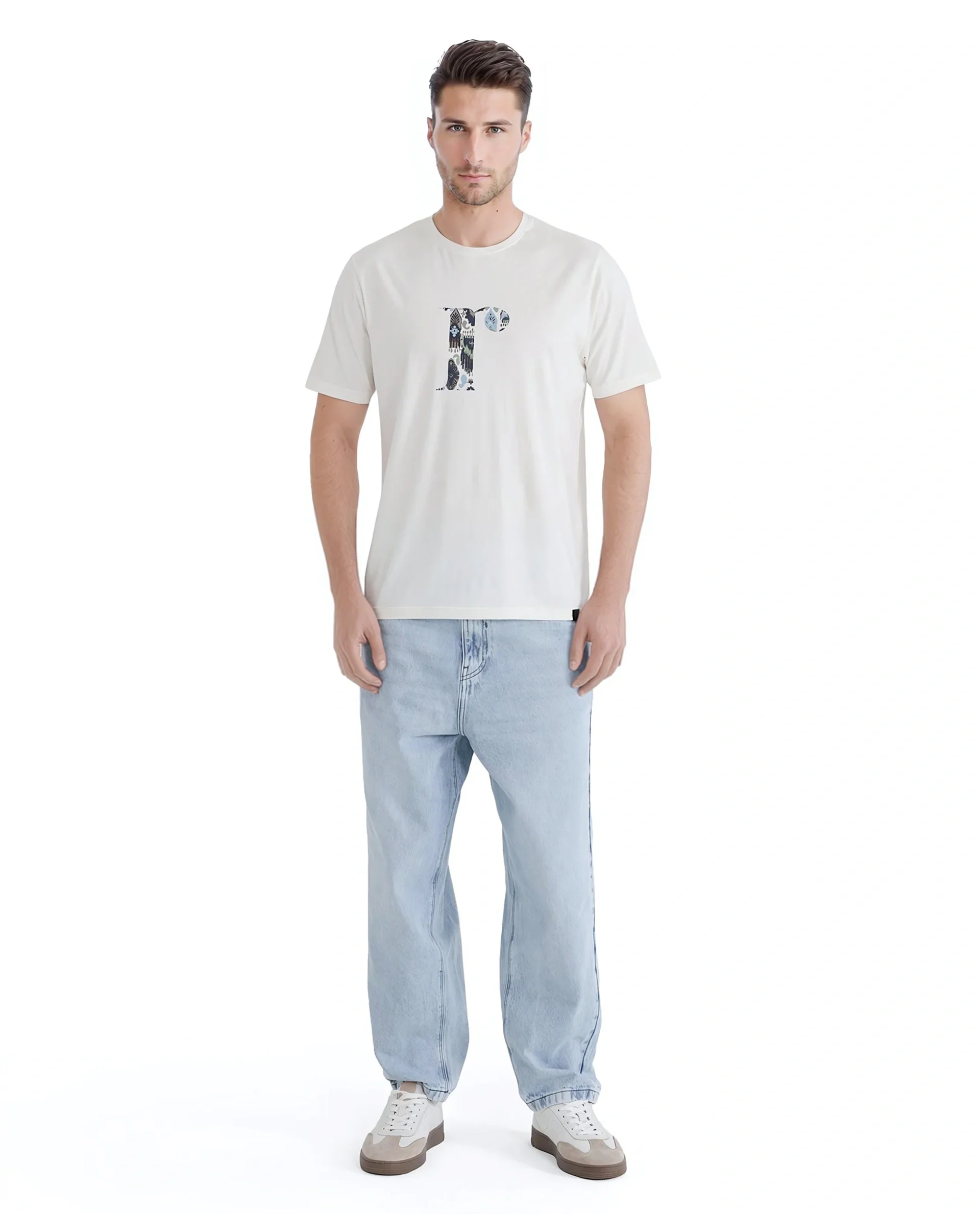Rare Rabbit Men's Bent Off White Cotton Blend Graphic Print Regular Fit Half Sleeve Crew Neck T-Shirt - Image 7