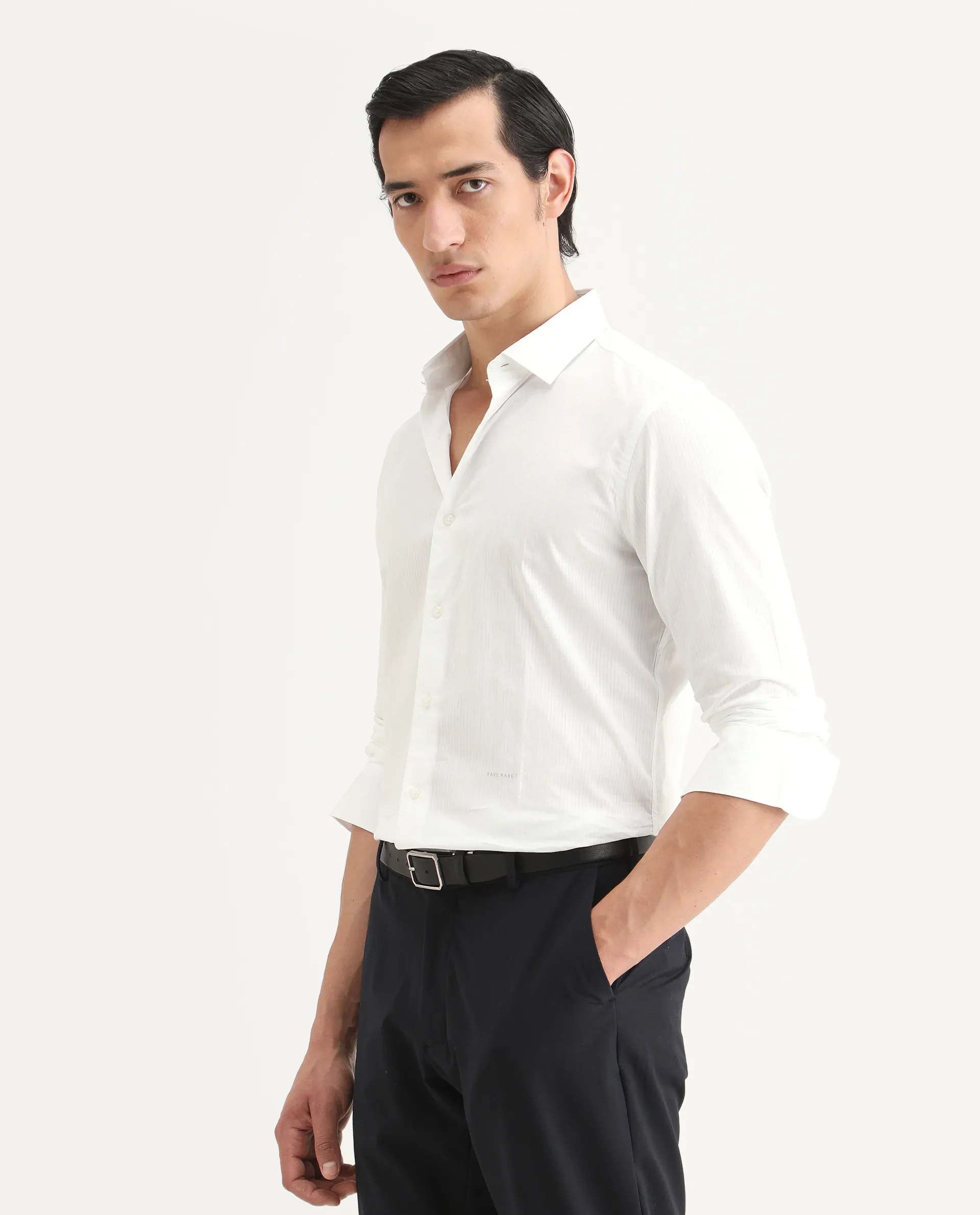 Rare Rabbit Men's Benzin White Cotton Striped Print Regular Fit Full Sleeve Collared Shirt - Image 5