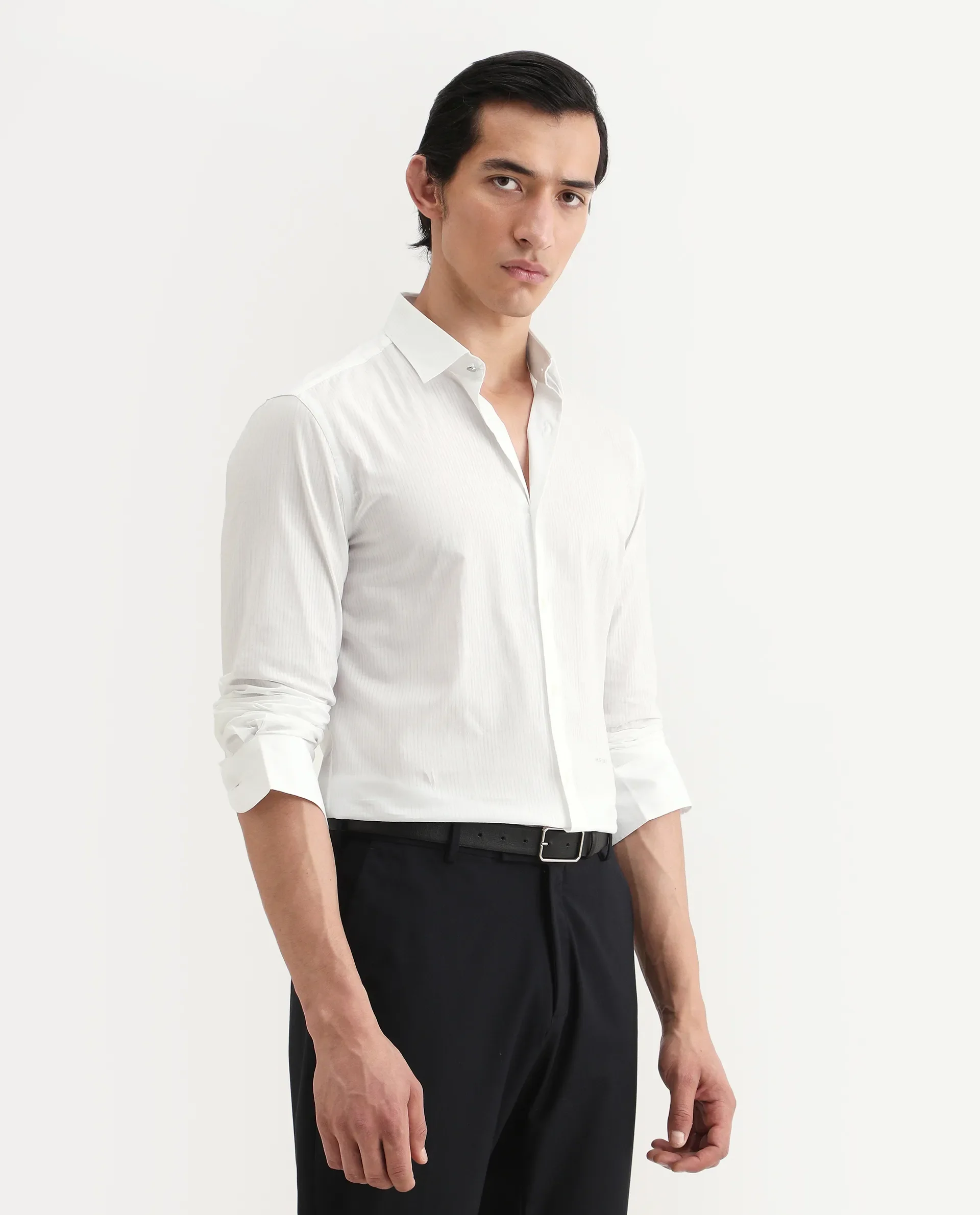 Rare Rabbit Men's Benzin White Cotton Striped Print Regular Fit Full Sleeve Collared Shirt - Image 6