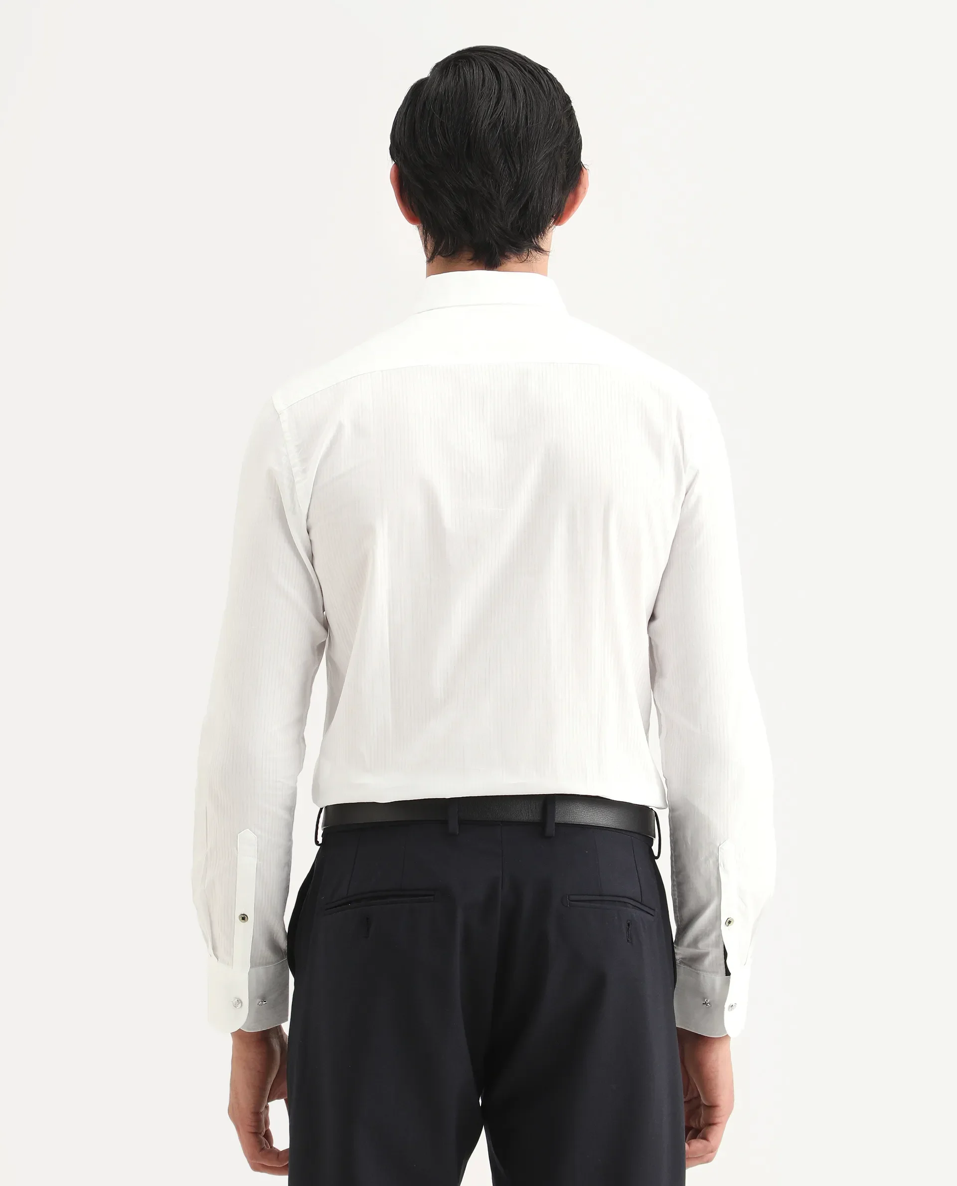 Rare Rabbit Men's Benzin White Cotton Striped Print Regular Fit Full Sleeve Collared Shirt - Image 7
