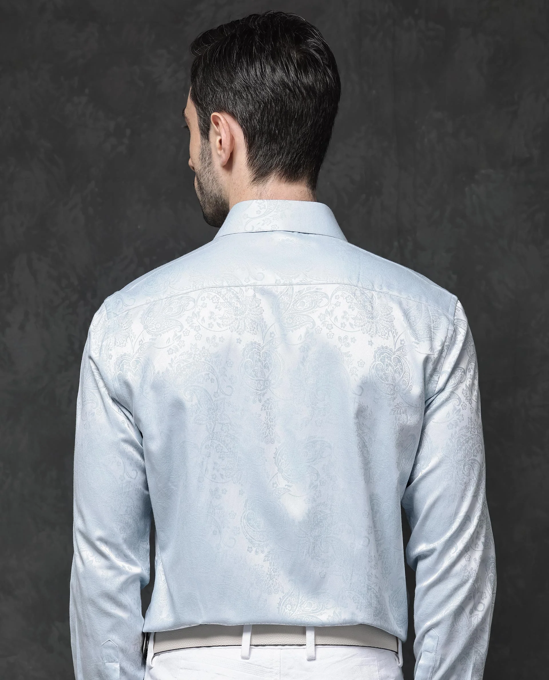 Rare Rabbit Men's Beran Pastel Blue Cotton Paisley Print Regular Fit Full Sleeve Collared Shirt - Image 9