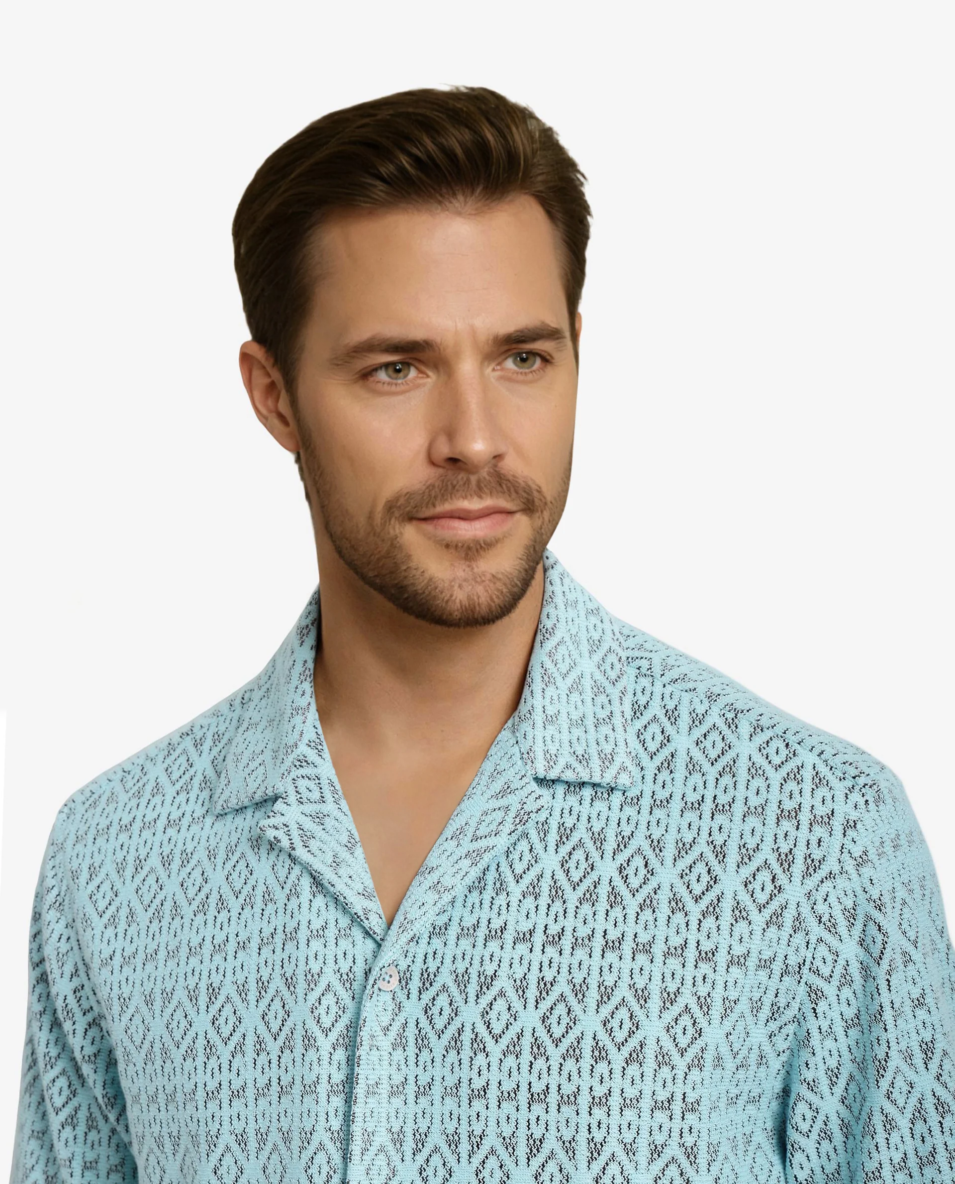 Rare Rabbit Men's Berlin Light Blue Plain Boxy Fit Half Sleeve Cuban Collar Shirt - Image 3