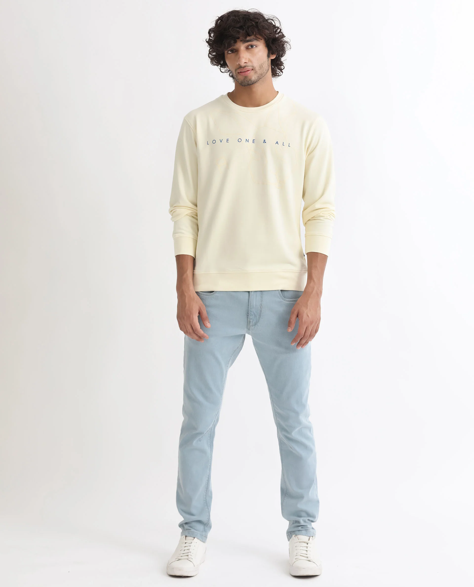 Rare Rabbit Men's Bermann Yellow Cotton Graphic Print Regular Fit Full Sleeve Crew Neck Sweatshirt - Image 5