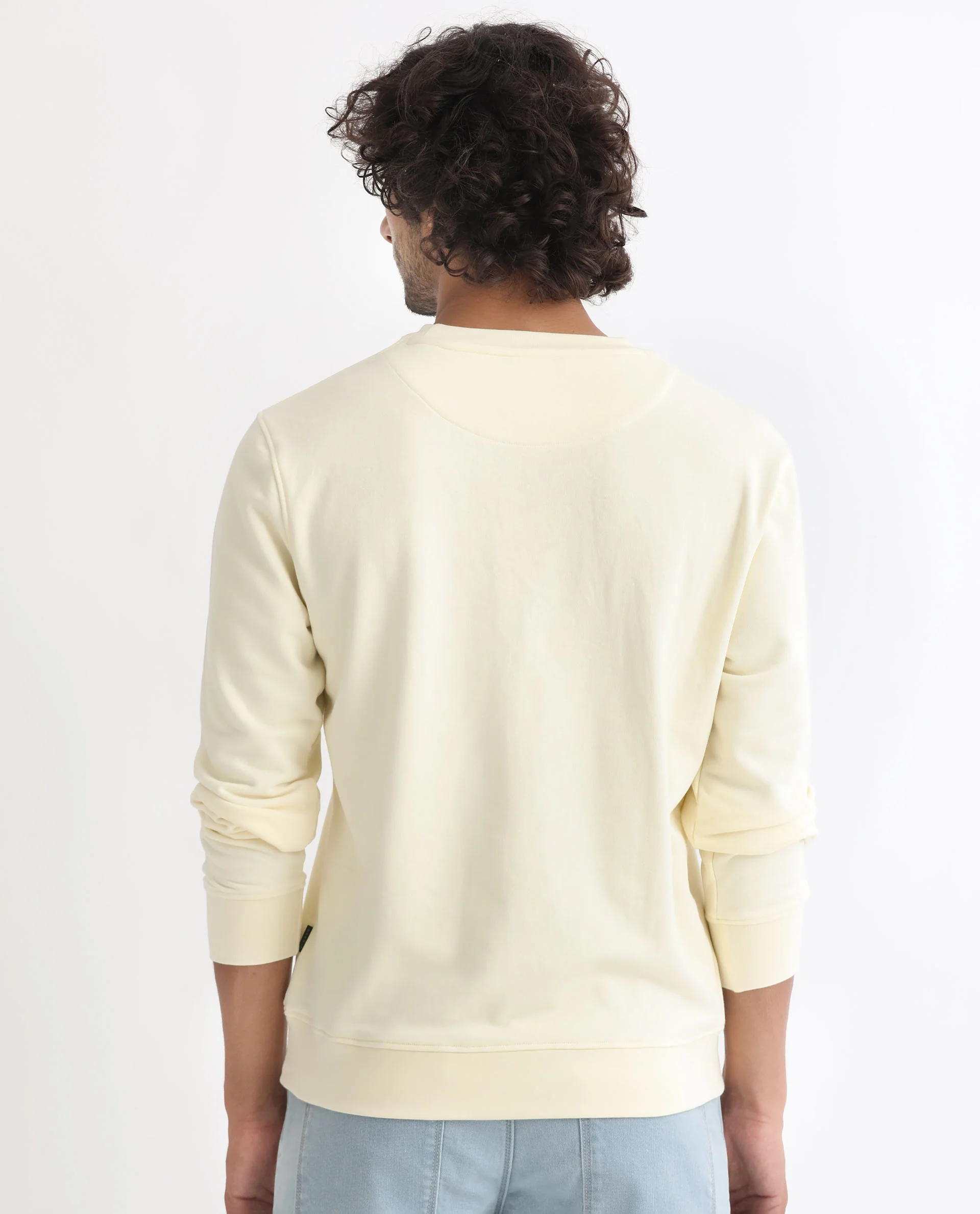 Rare Rabbit Men's Bermann Yellow Cotton Graphic Print Regular Fit Full Sleeve Crew Neck Sweatshirt - Image 8
