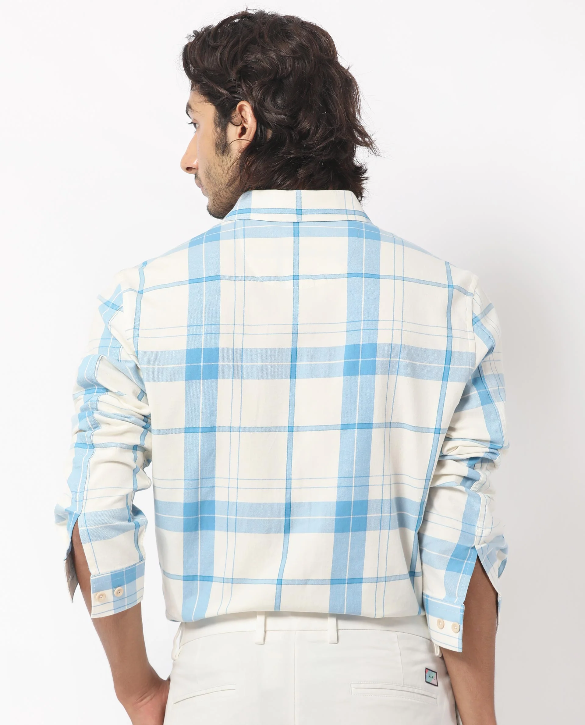 Rare Rabbit Men's Bern Blue Cotton Checked Print Regular Fit Full Sleeve Collared Shirt - Image 9