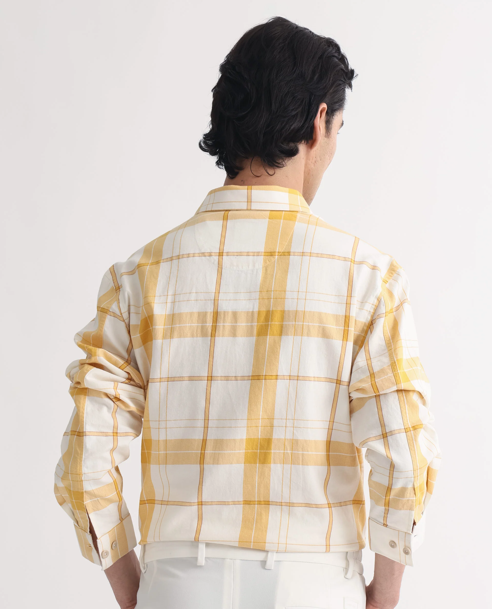 Rare Rabbit Men's Bern Yellow Cotton Checked Print Regular Fit Full Sleeve Collared Shirt - Image 8