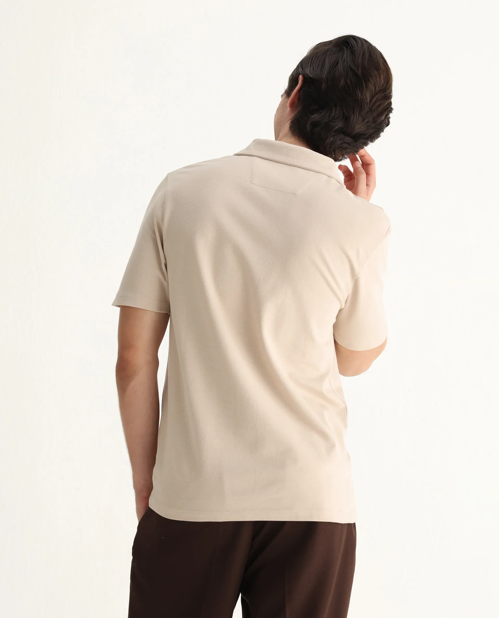 Rare Rabbit Men's Berner Beige Cotton Blend Graphic Print Regular Fit Half Sleeve Polo - Image 8
