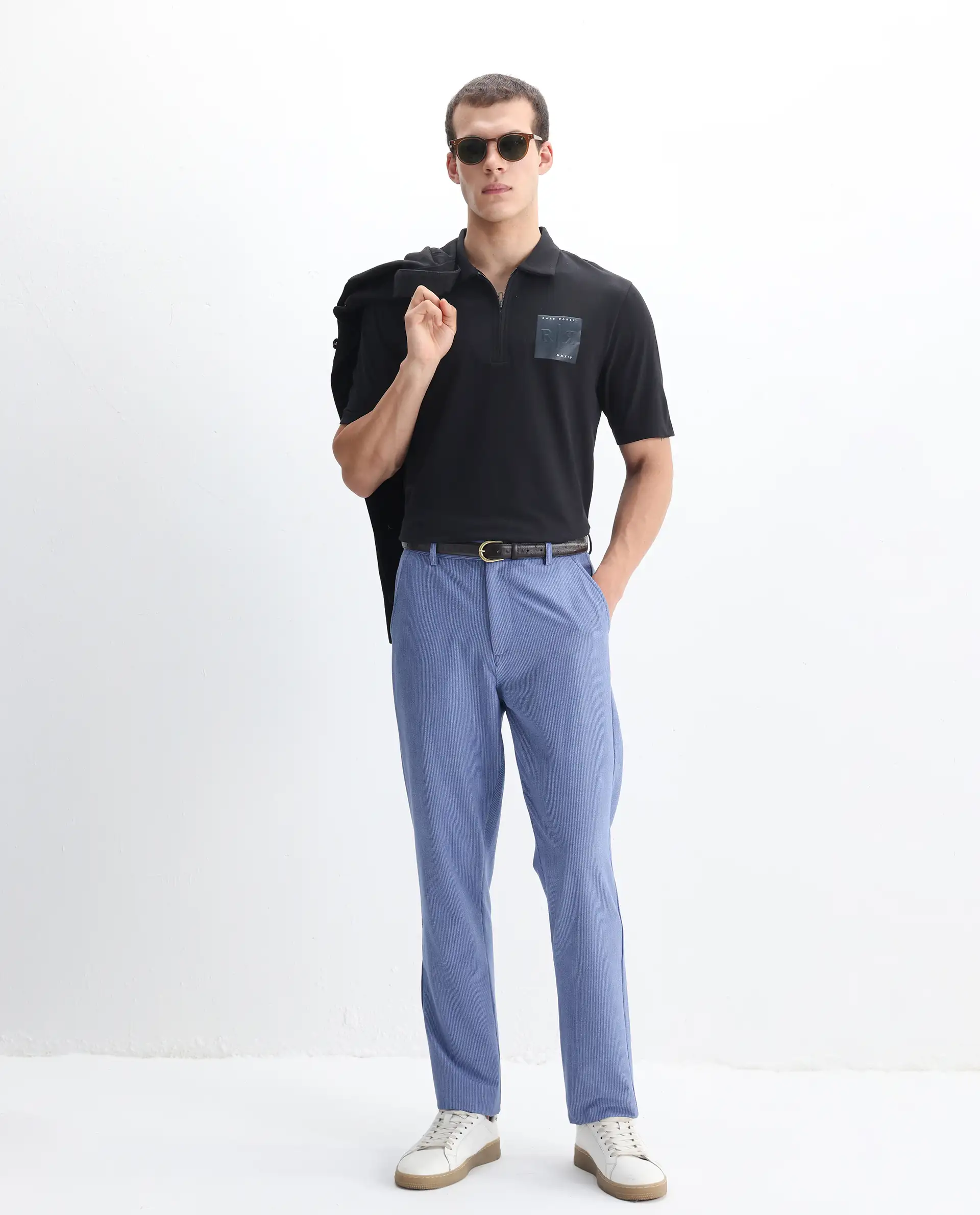 Rare Rabbit Men's Berner Black Cotton Blend Graphic Print Regular Fit Half Sleeve Polo - Image 2