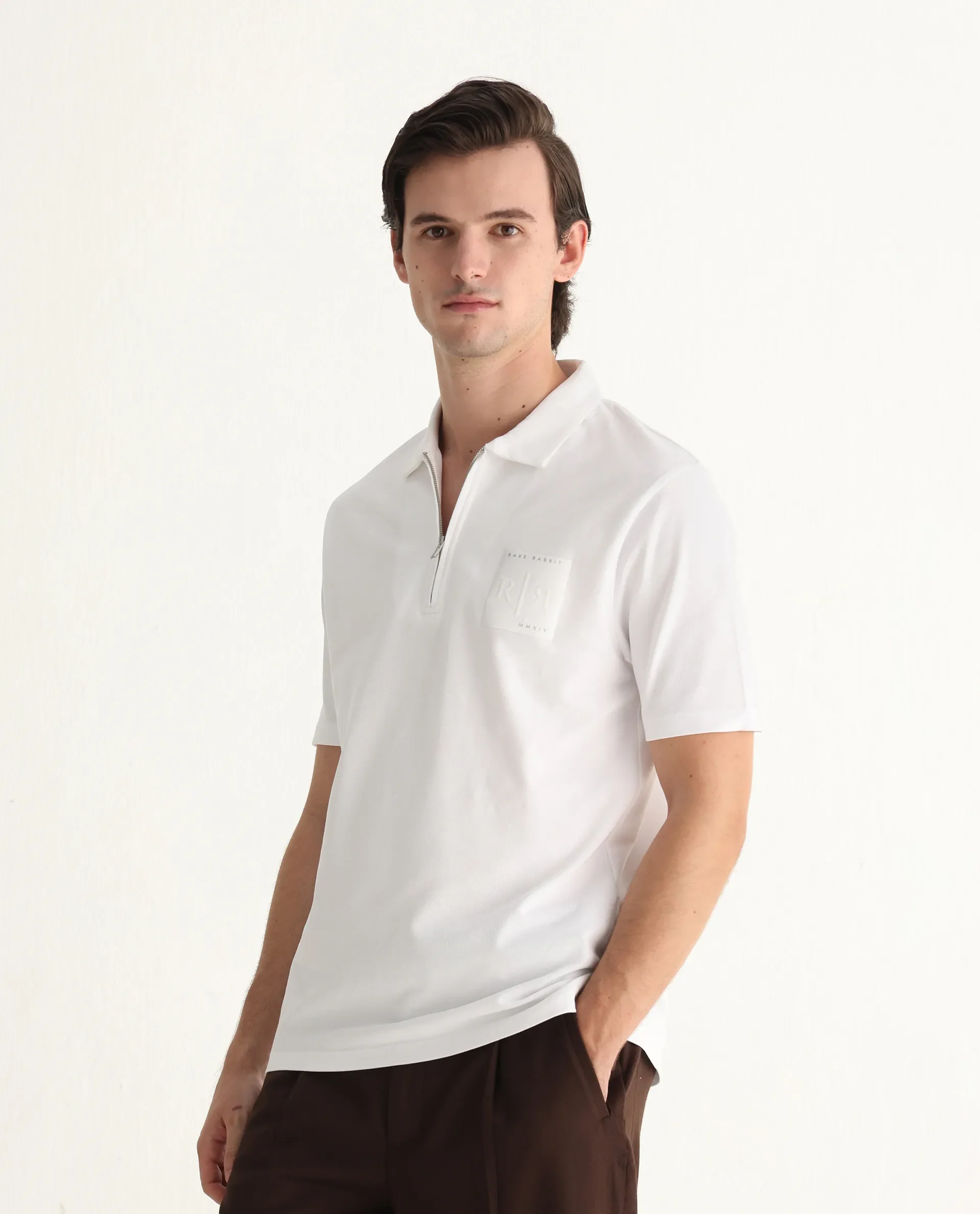 Rare Rabbit Men's Berner White Cotton Blend Graphic Print Regular Fit Half Sleeve Polo - Image 4