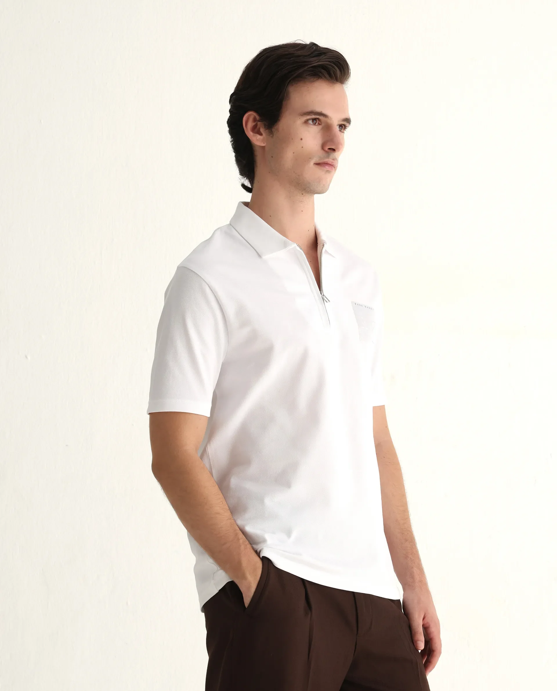 Rare Rabbit Men's Berner White Cotton Blend Graphic Print Regular Fit Half Sleeve Polo - Image 5