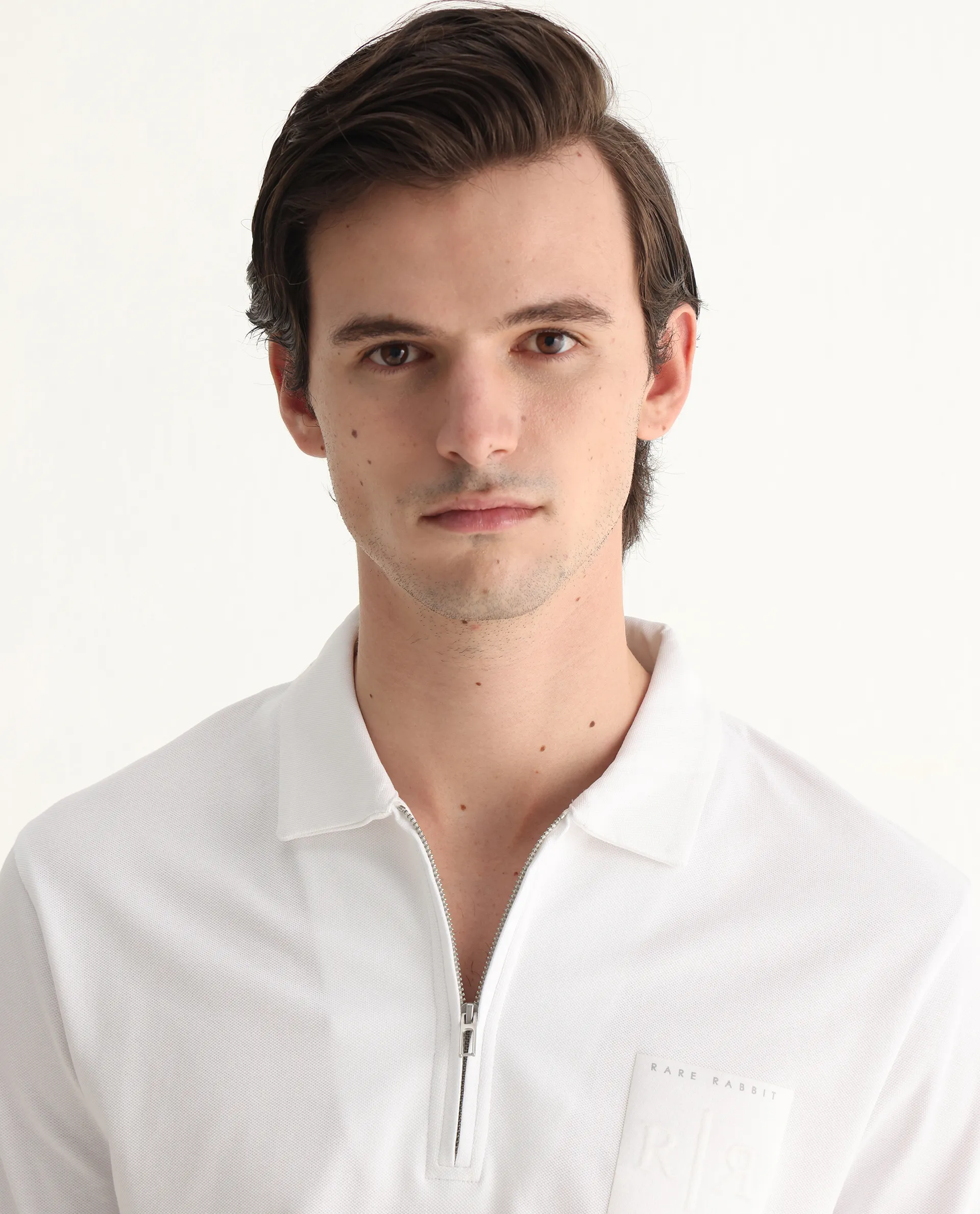 Rare Rabbit Men's Berner White Cotton Blend Graphic Print Regular Fit Half Sleeve Polo - Image 6