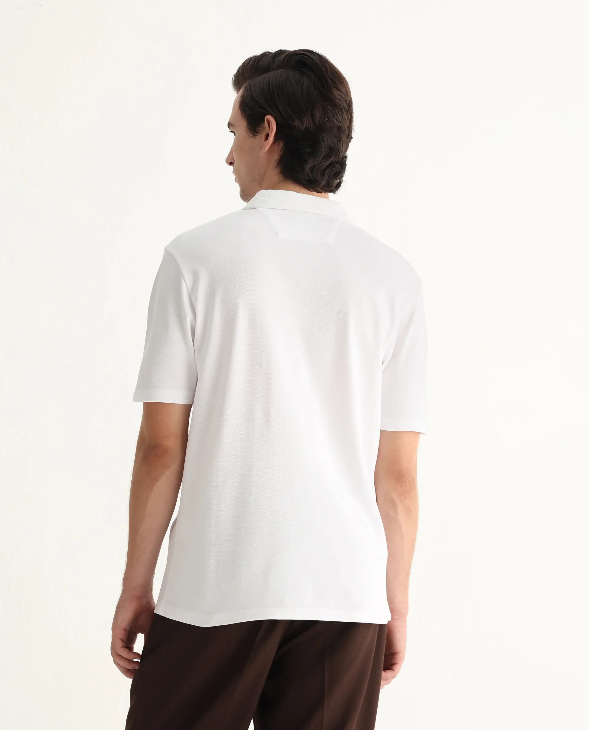 Rare Rabbit Men's Berner White Cotton Blend Graphic Print Regular Fit Half Sleeve Polo - Image 7