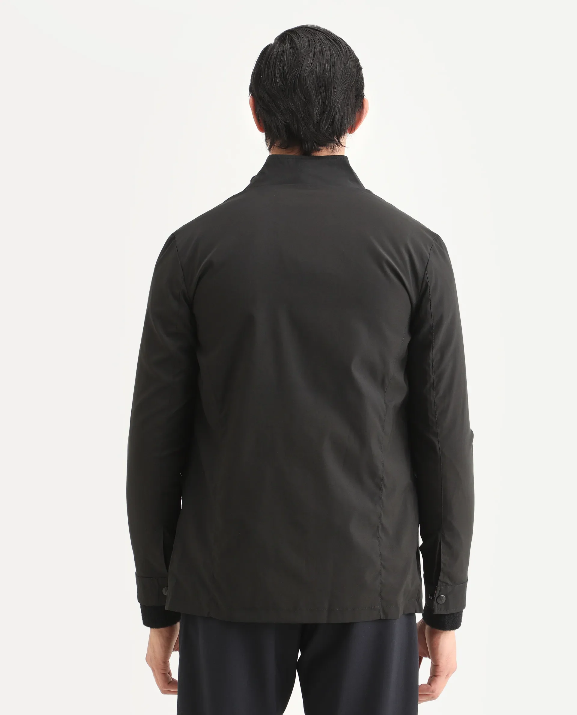 Rare Rabbit Men's Berry Black Polyester Plain Regular Fit Full Sleeve High Neck Jacket - Image 8