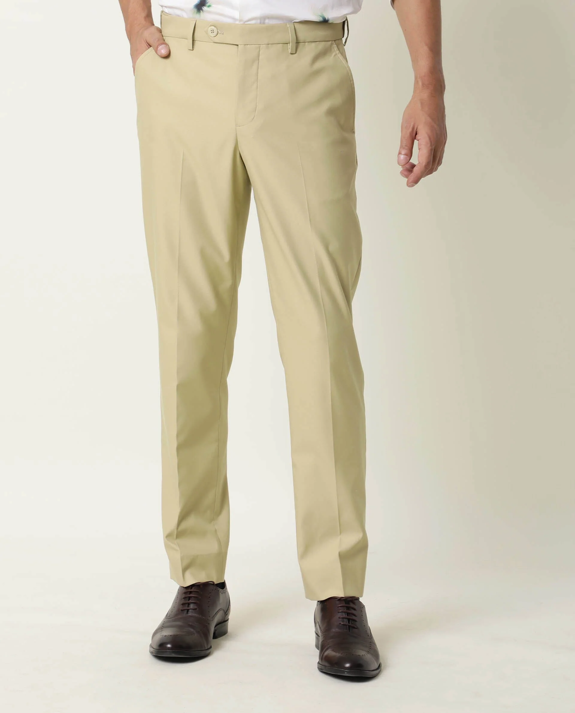 Rare Rabbit Men's Berz Pastel Green Plain Regular Fit Trouser - Image 4