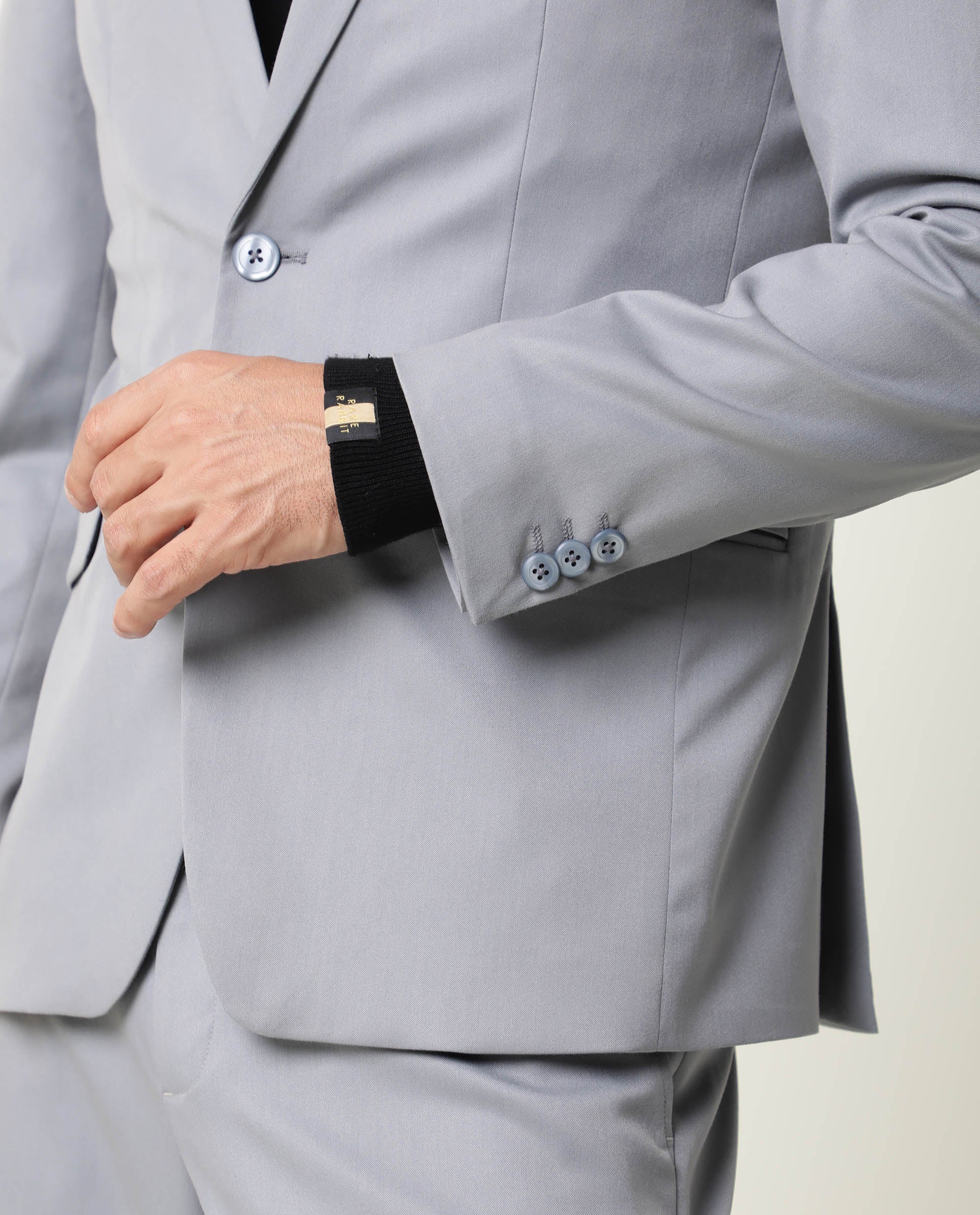 Rare Rabbit Men's Berzu Grey Plain Tailored Fit Full Sleeve Lapel Neck Blazer - Image 6