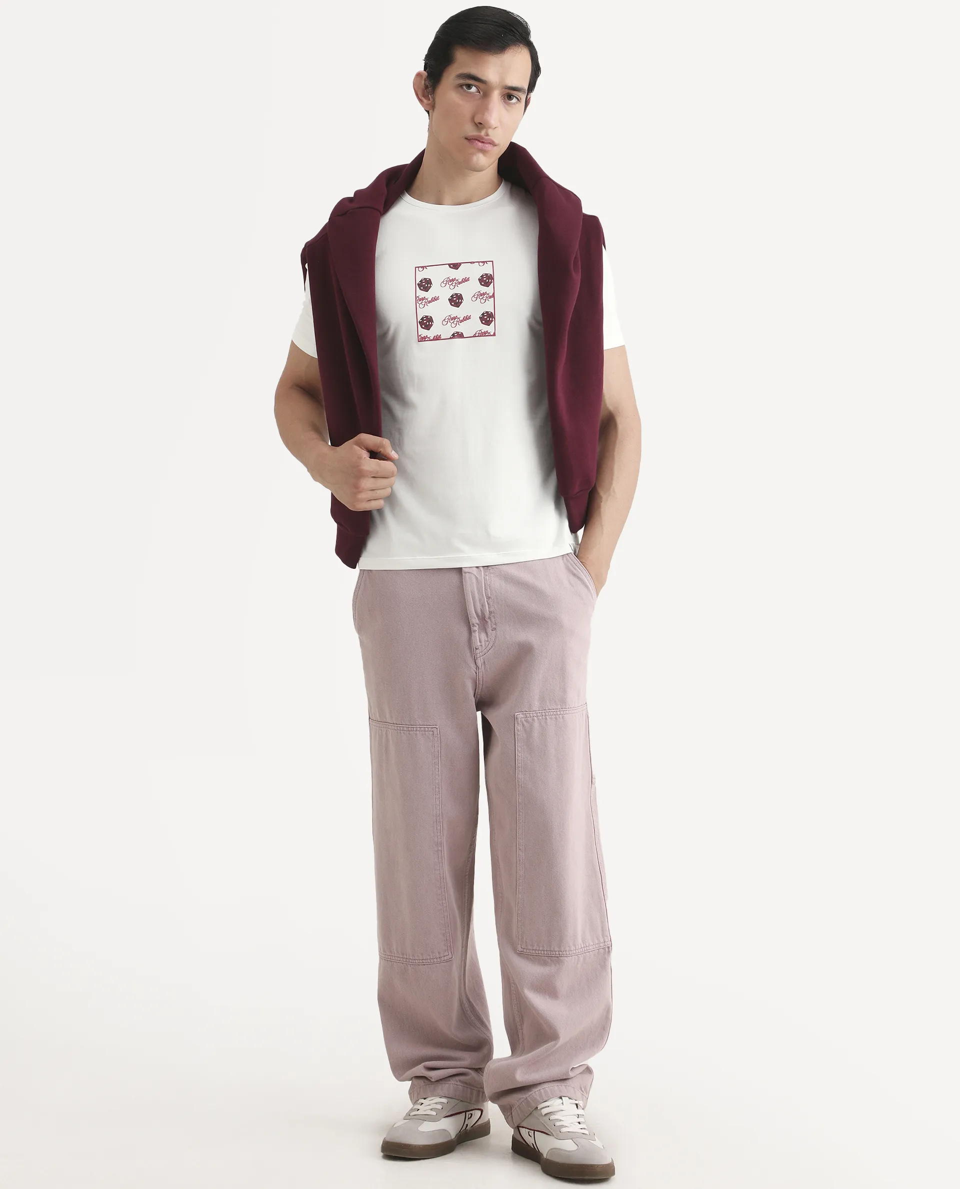 Rare Rabbit Men's Bette Off White Cotton Blend Fabric Half Sleeve Crew Neck Regular Fit Graphic Print T-Shirt - Image 2