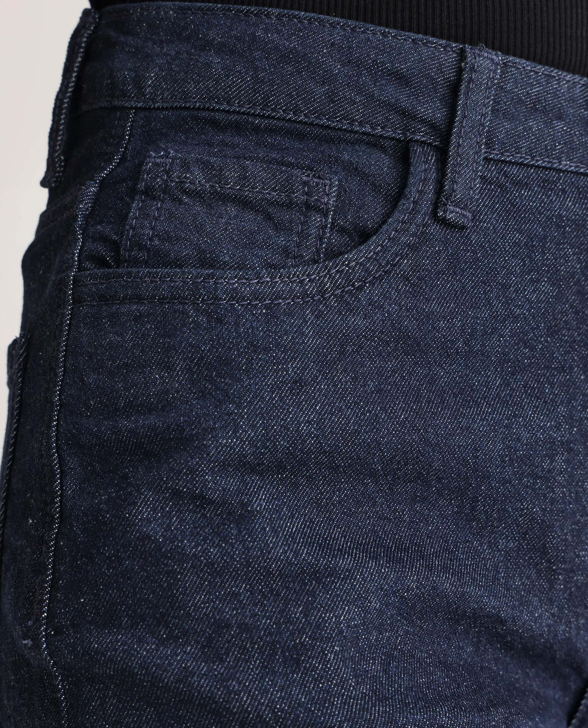 Rareism Women's Bewak Dark Blue Cotton Blend Plain Ankle Length Smart Straight Fit Jeans - Image 4