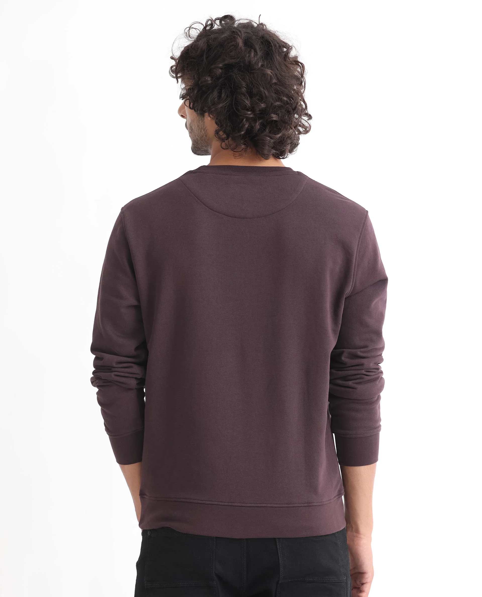 Rare Rabbit Men's Bexx Maroon Cotton Graphic Print Regular Fit Full Sleeve Crew Neck Sweatshirt - Image 7