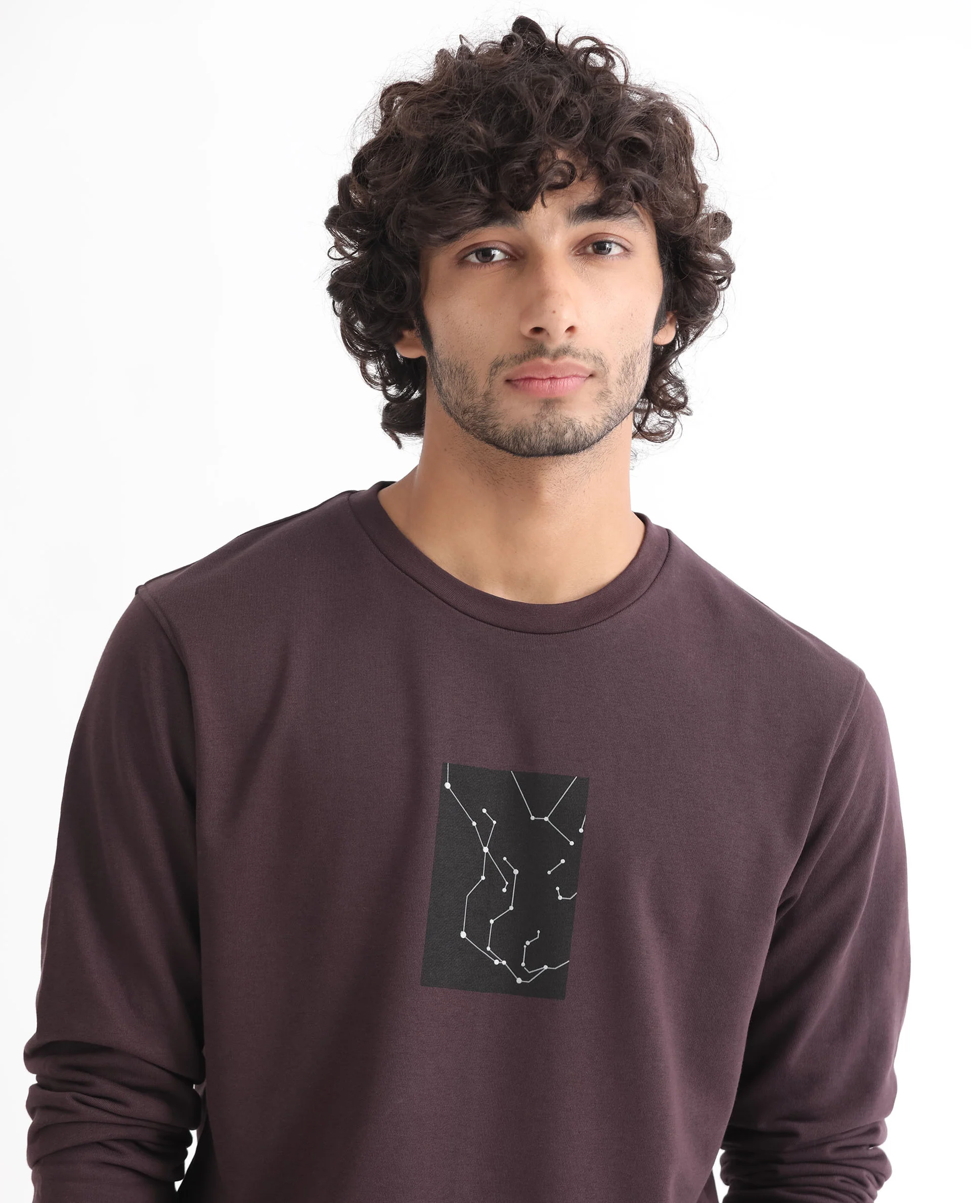 Rare Rabbit Men's Bexx Maroon Cotton Graphic Print Regular Fit Full Sleeve Crew Neck Sweatshirt - Image 8