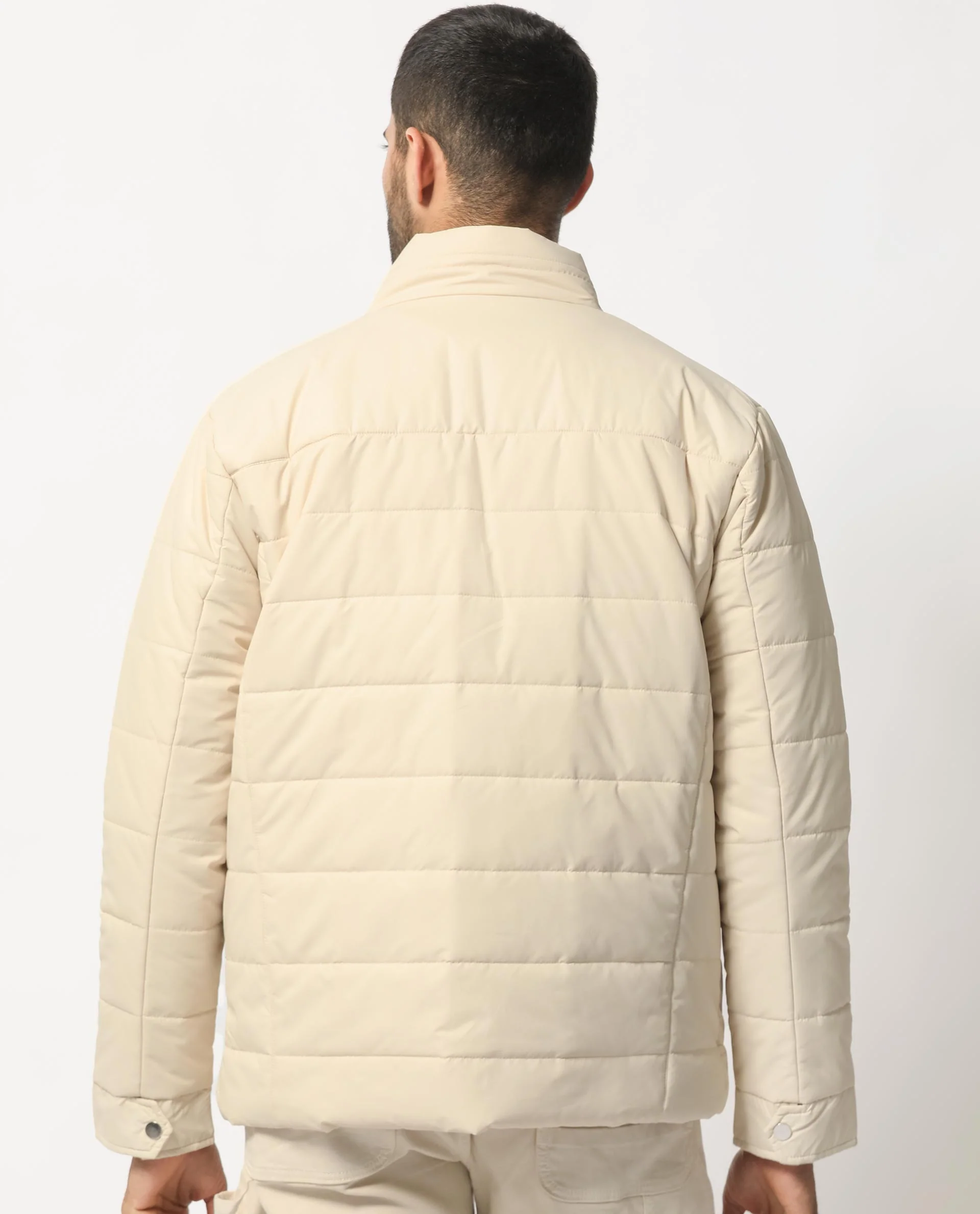 Rare Rabbit Men's Beylor Light Beige Polyester Plain Regular Fit Full Sleeve High Neck Jacket - Image 10