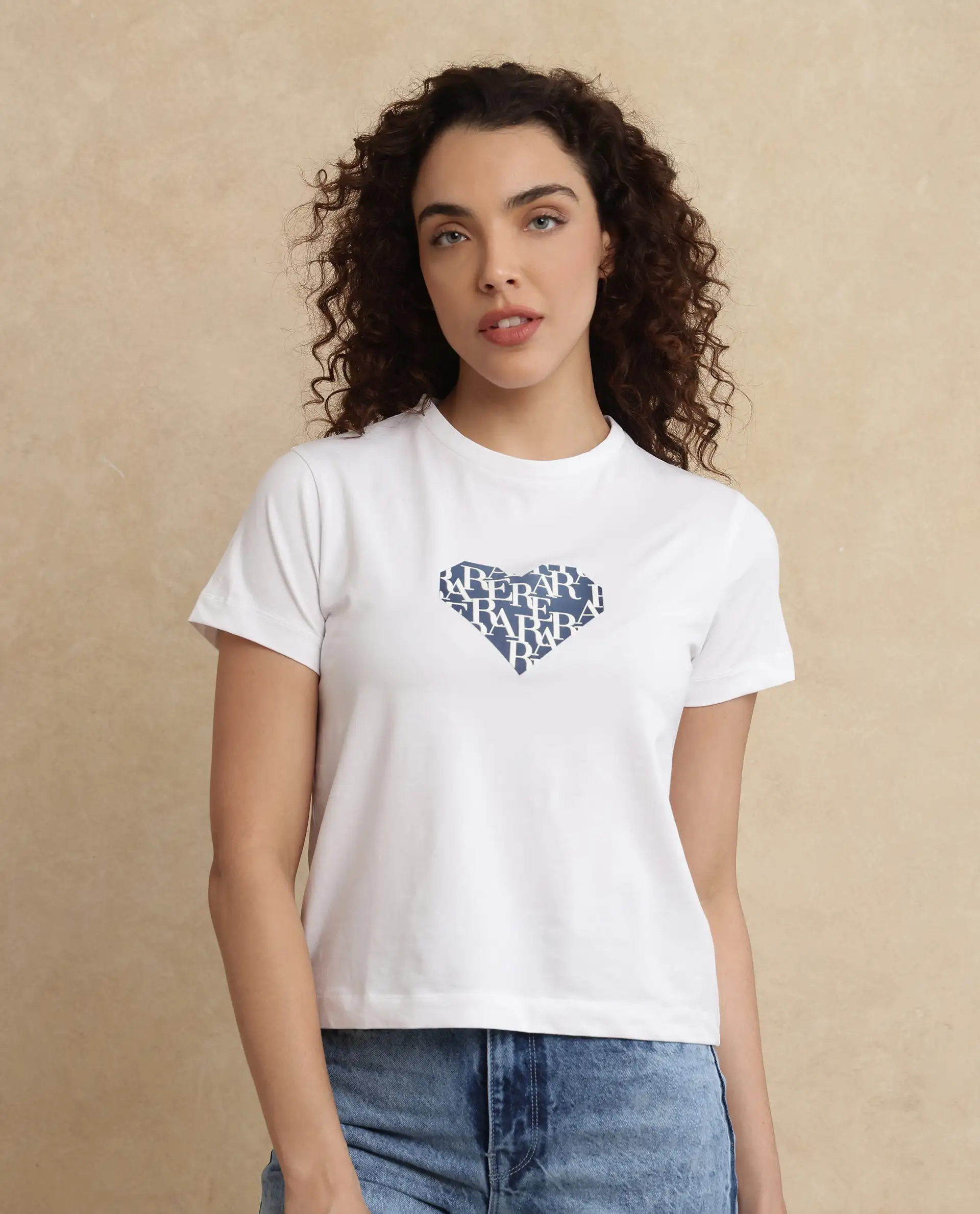 Rareism Women's Bhager Off White Cotton Blend Crew Neck Graphic Print Regular Fit T-Shirt - Image 4