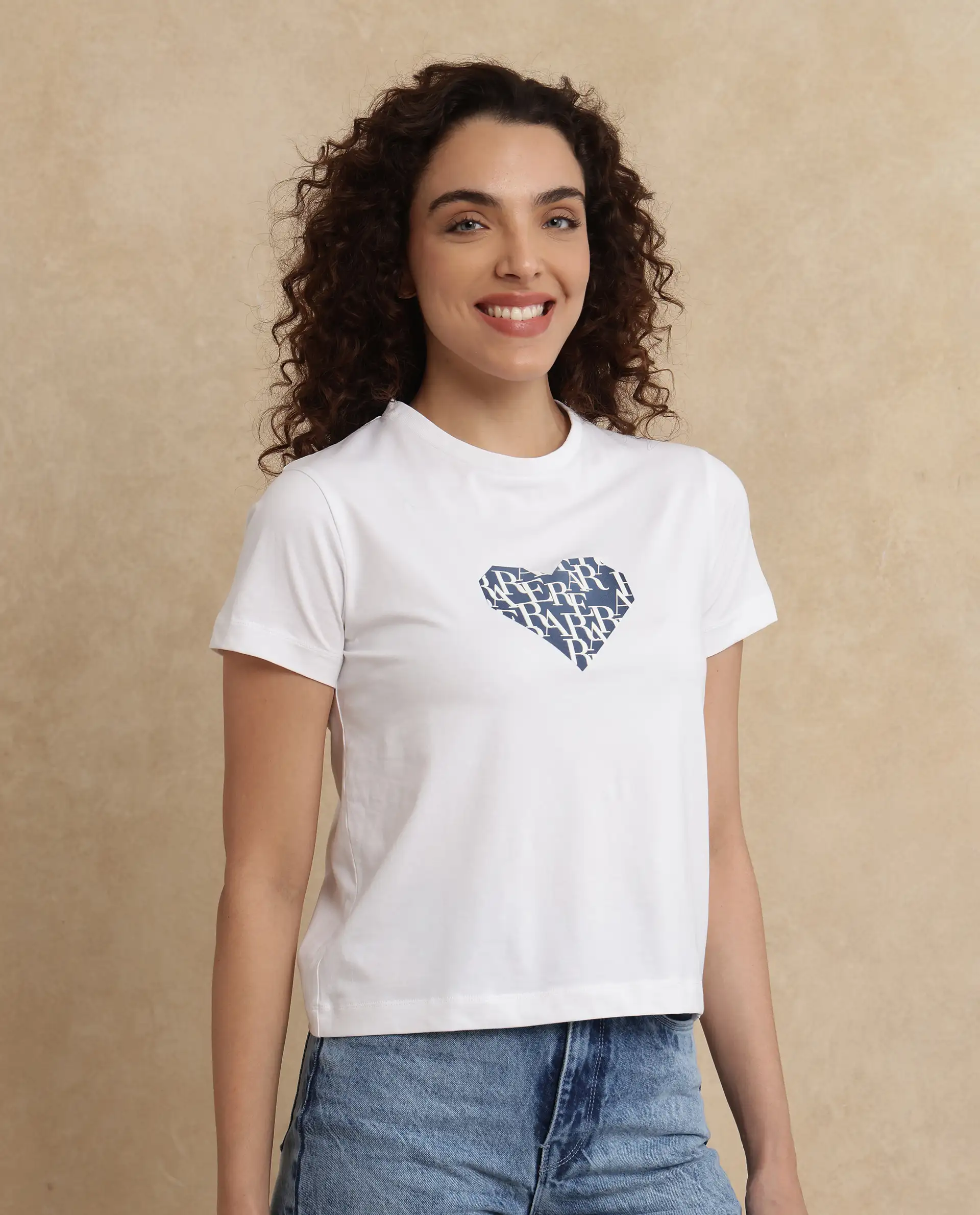 Rareism Women's Bhager Off White Cotton Blend Crew Neck Graphic Print Regular Fit T-Shirt - Image 6