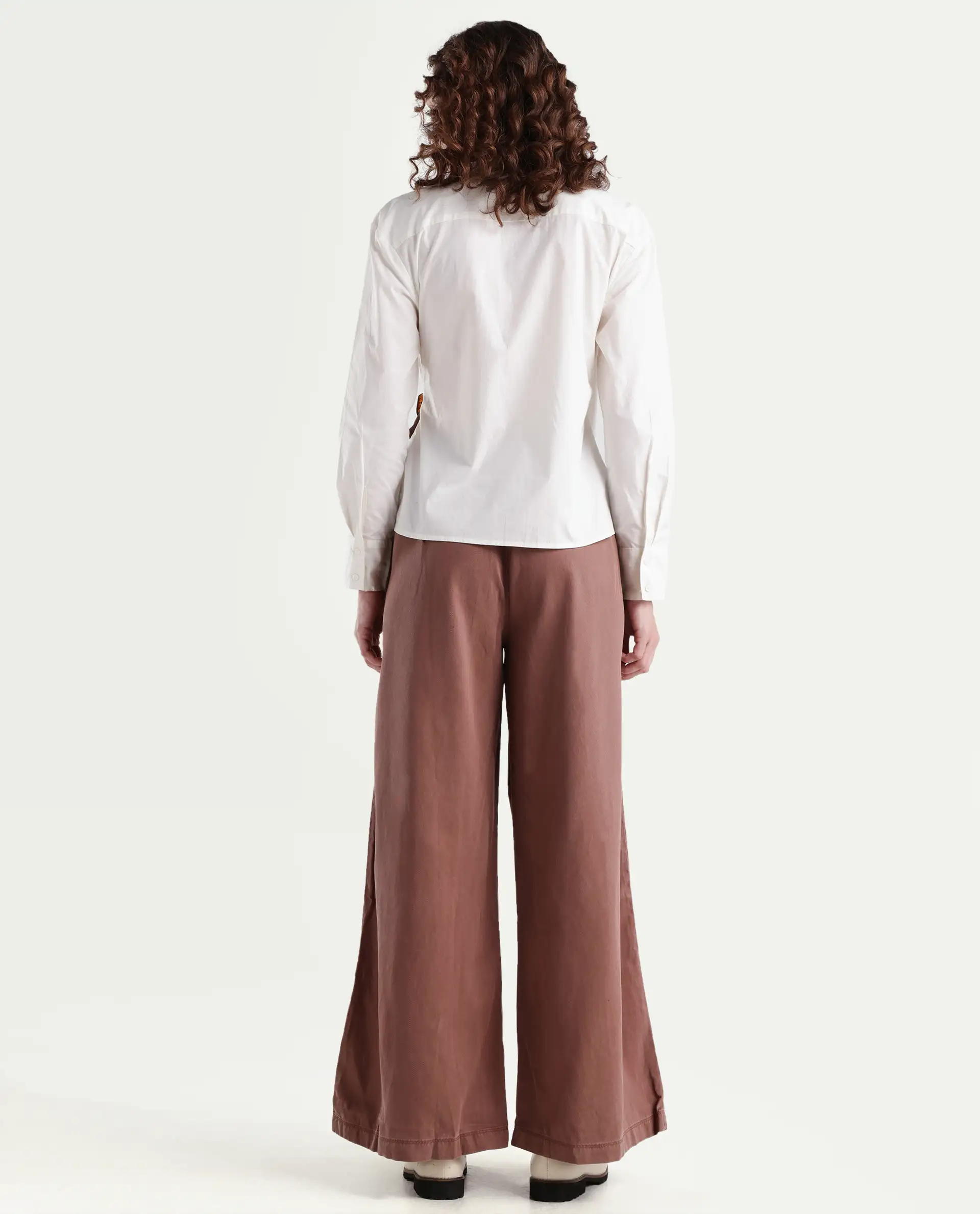 Rareism Women's Bhaleyn B Light Brown Linen Plain Ankle Length Flared Trouser - Image 7