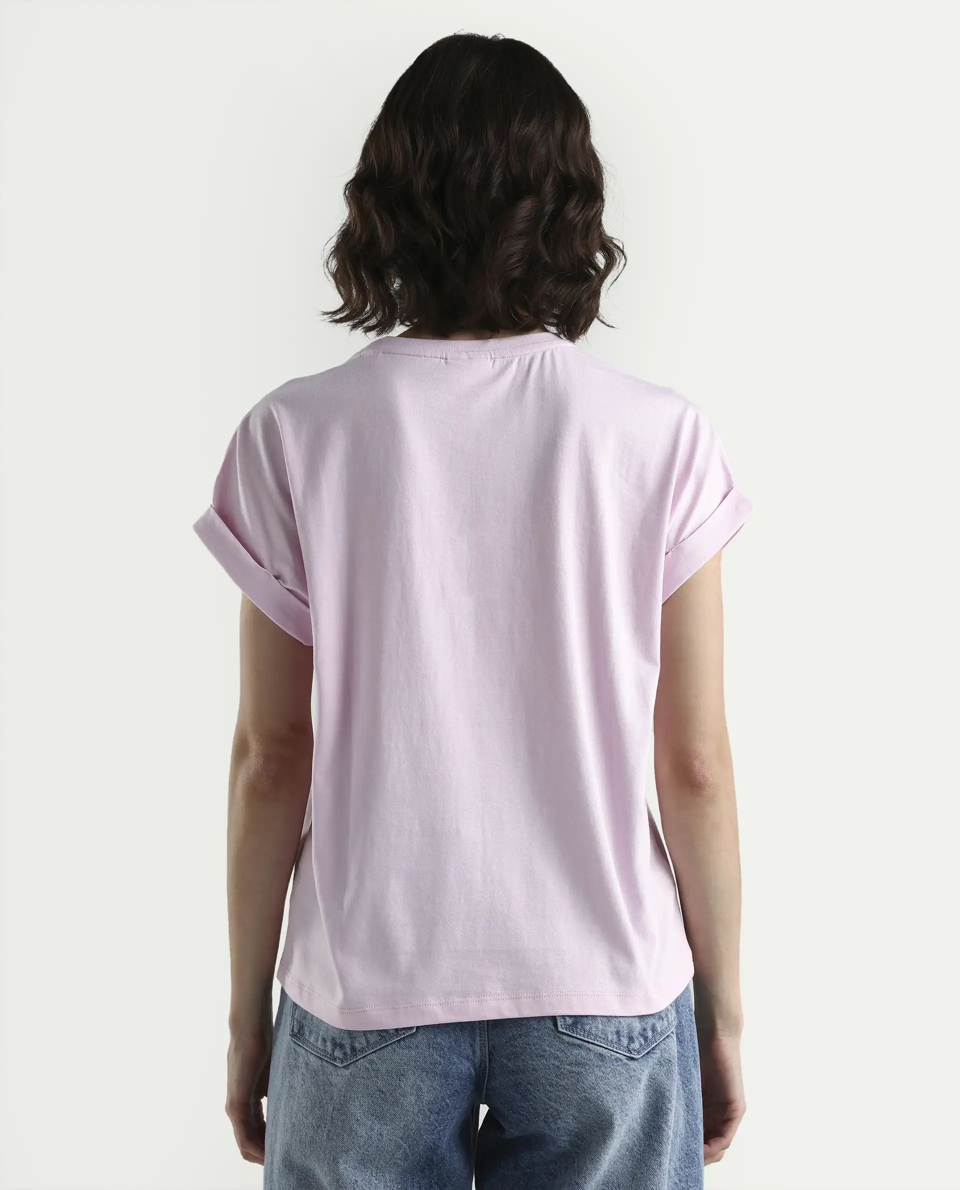 Rareism Women's Bhars Light Pink Cotton Half Sleeve Regular Fit Printed T-Shirt - Image 7